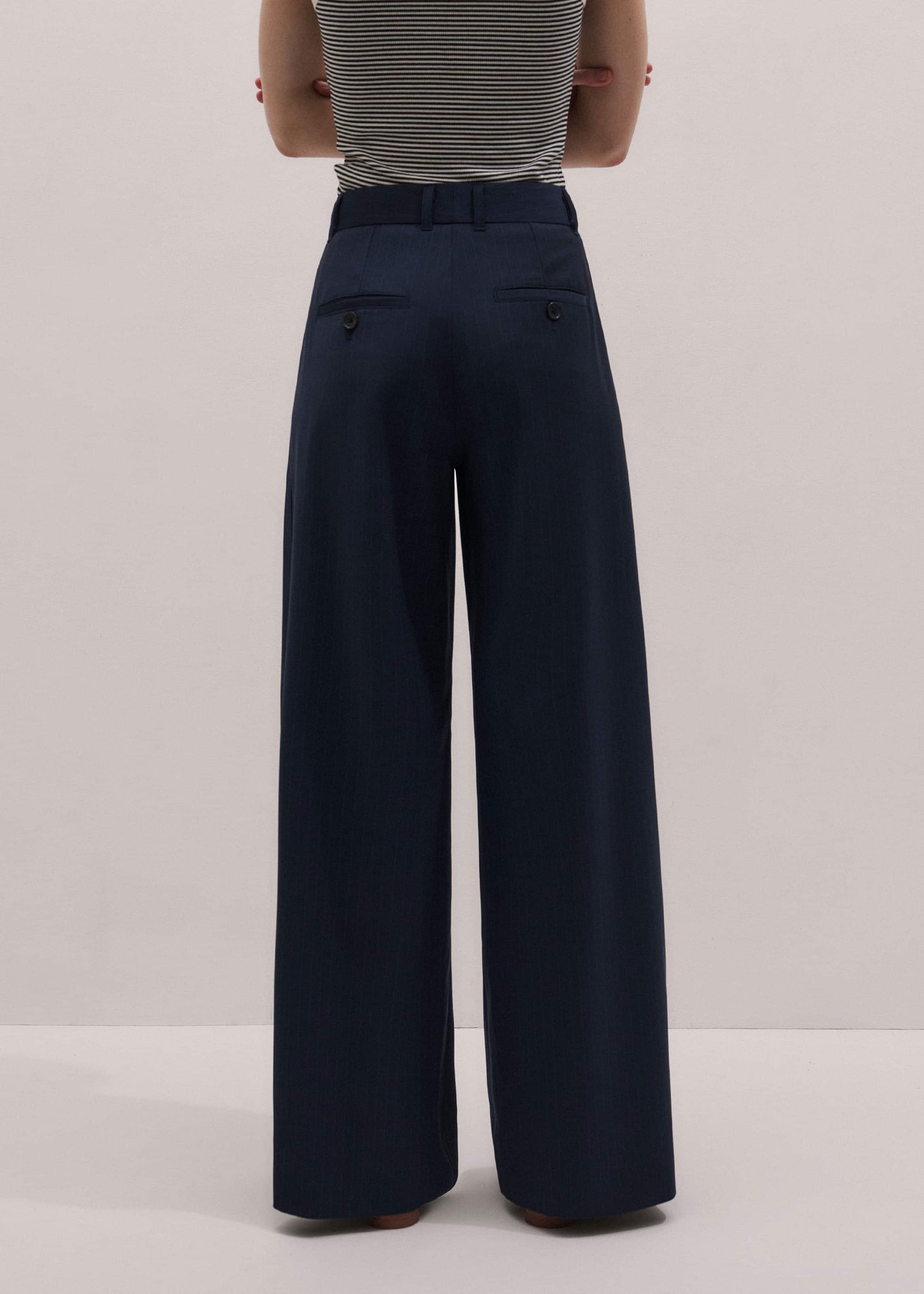 ME and EM Clothing Navy Pinstripe Pleat Front Man Pant