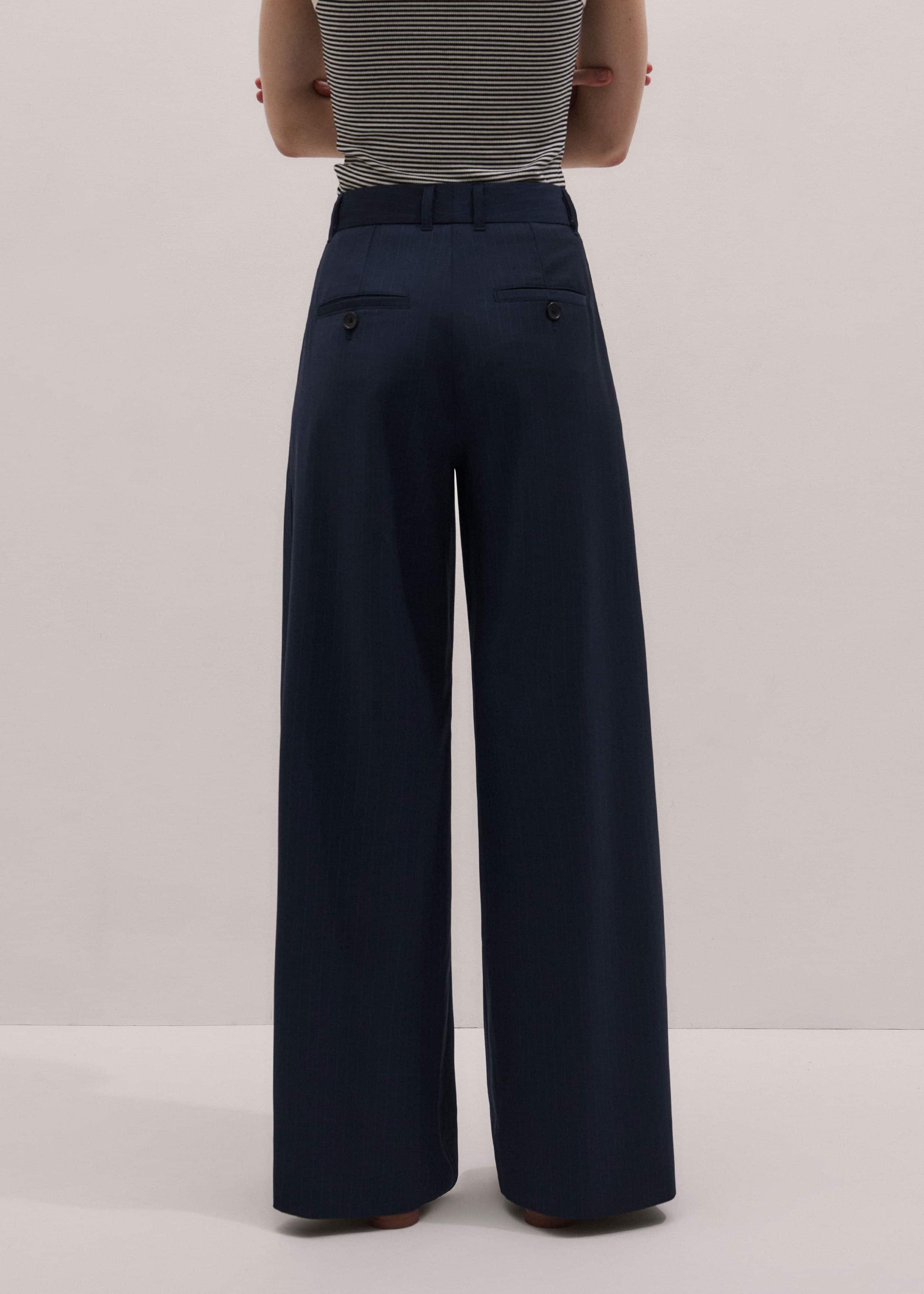 ME and EM Clothing Navy Pinstripe Pleat Front Man Pant