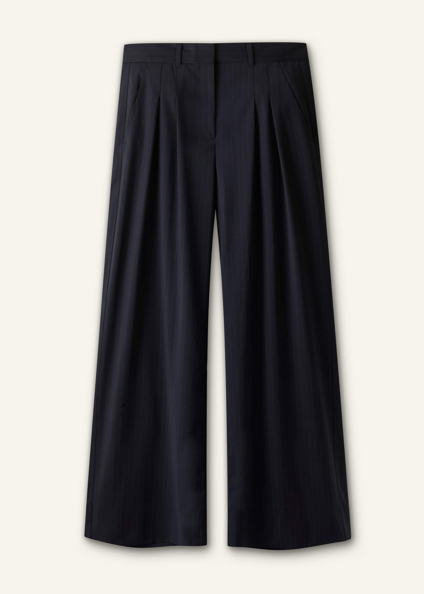 ME and EM Clothing Navy Pinstripe Pleat Front Man Pant