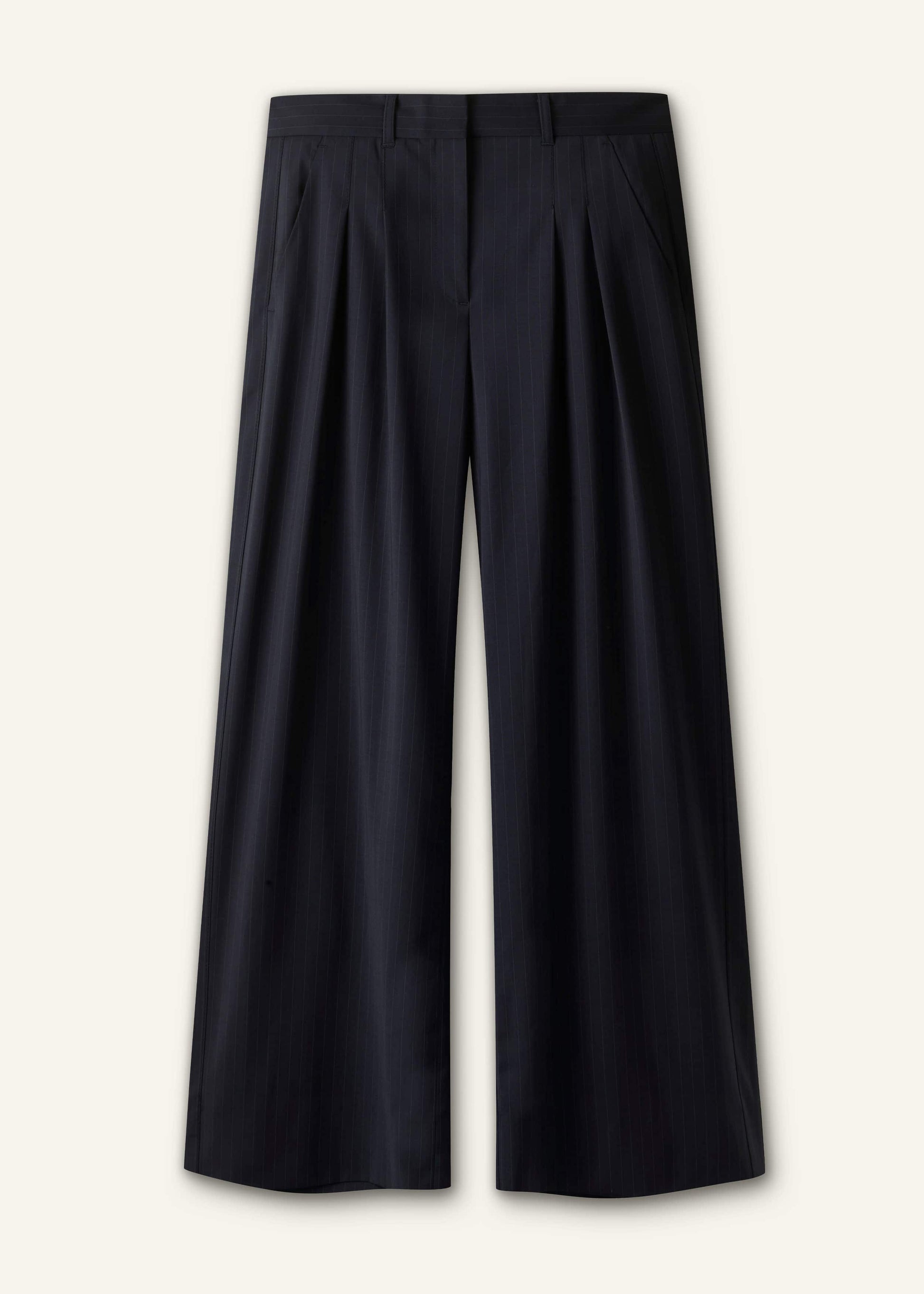 ME and EM Clothing Navy Pinstripe Pleat Front Man Pant