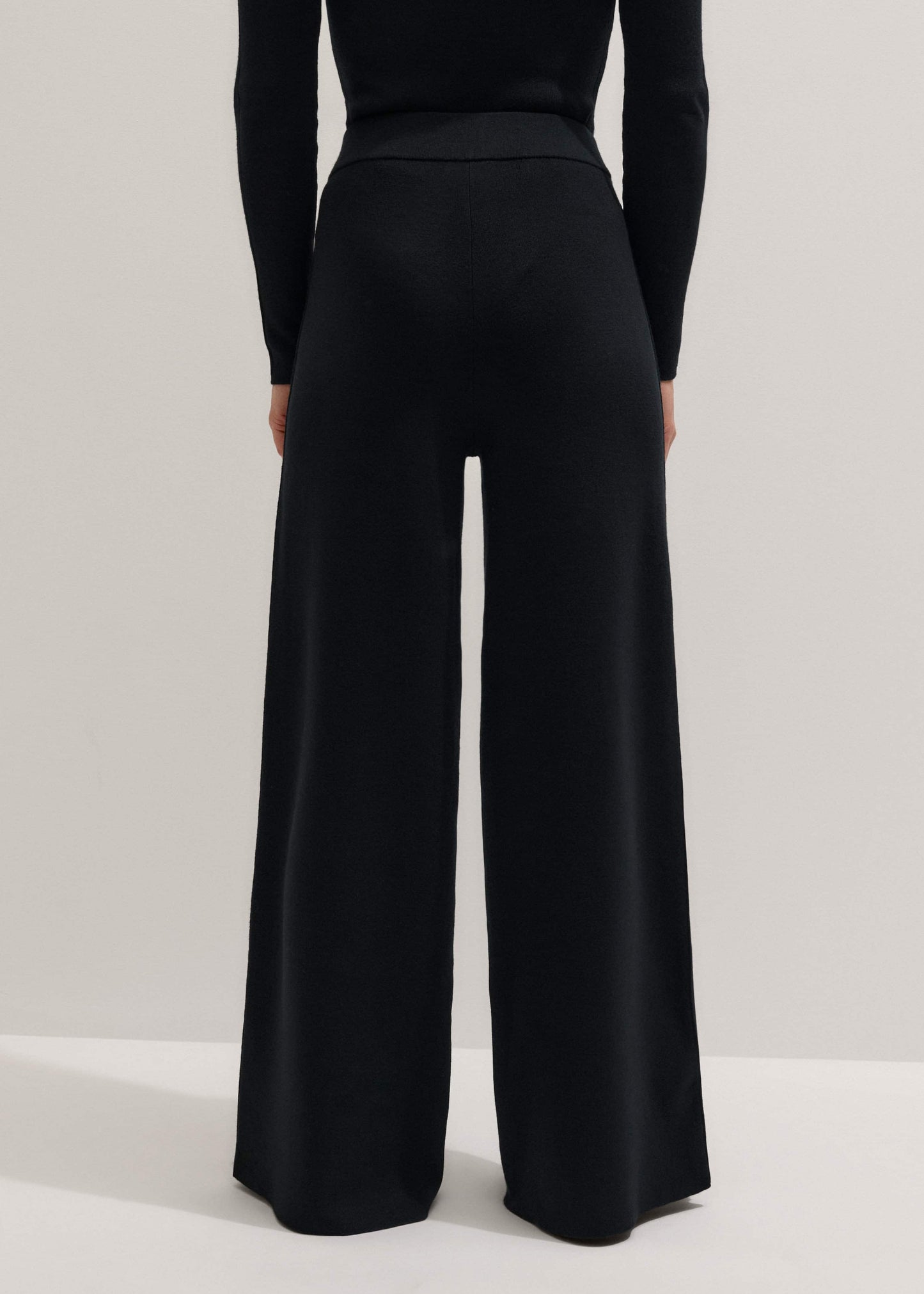ME and EM Clothing Black Silk Knit Evening Palazzo Pant