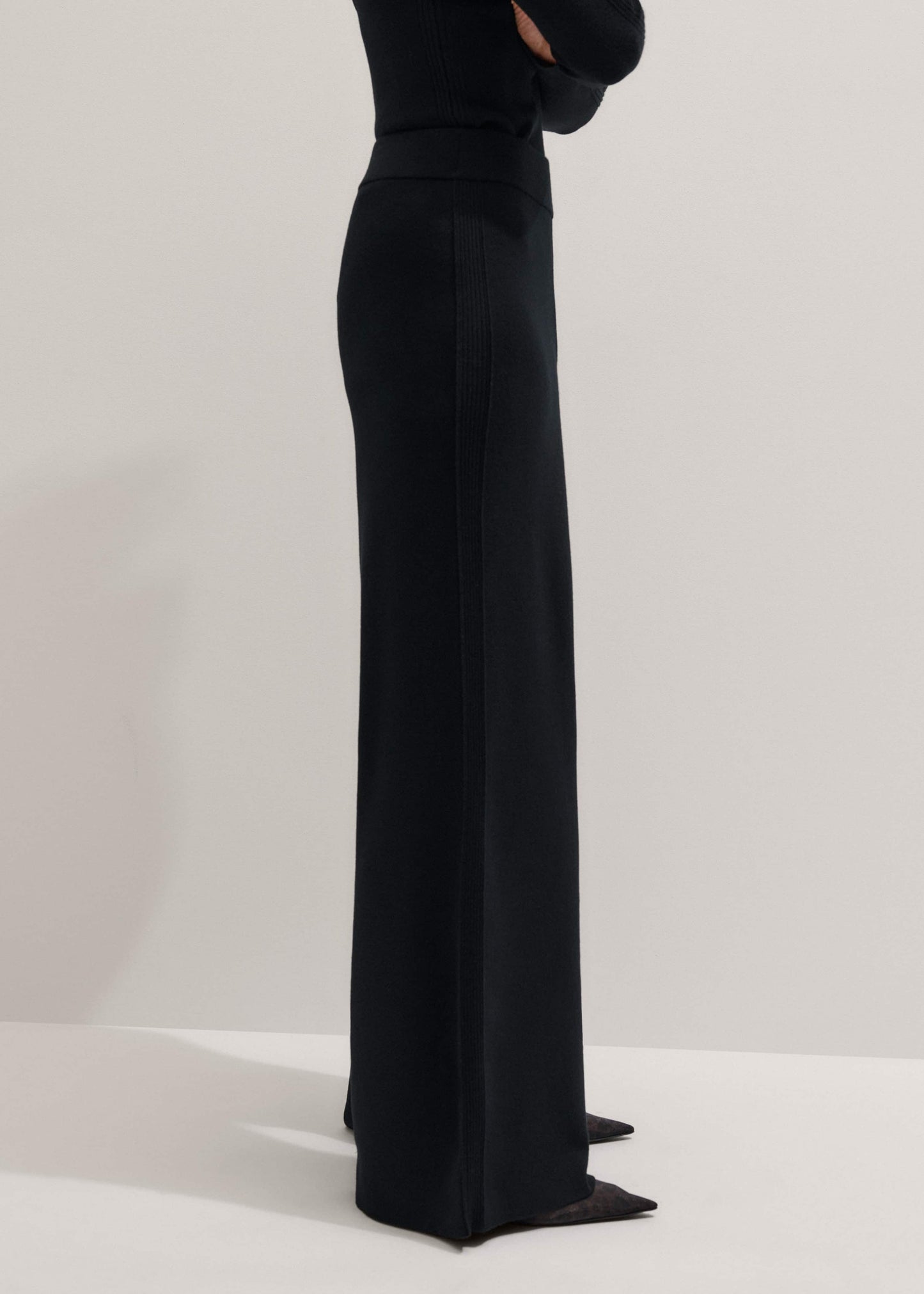 ME and EM Clothing Black Silk Knit Evening Palazzo Pant