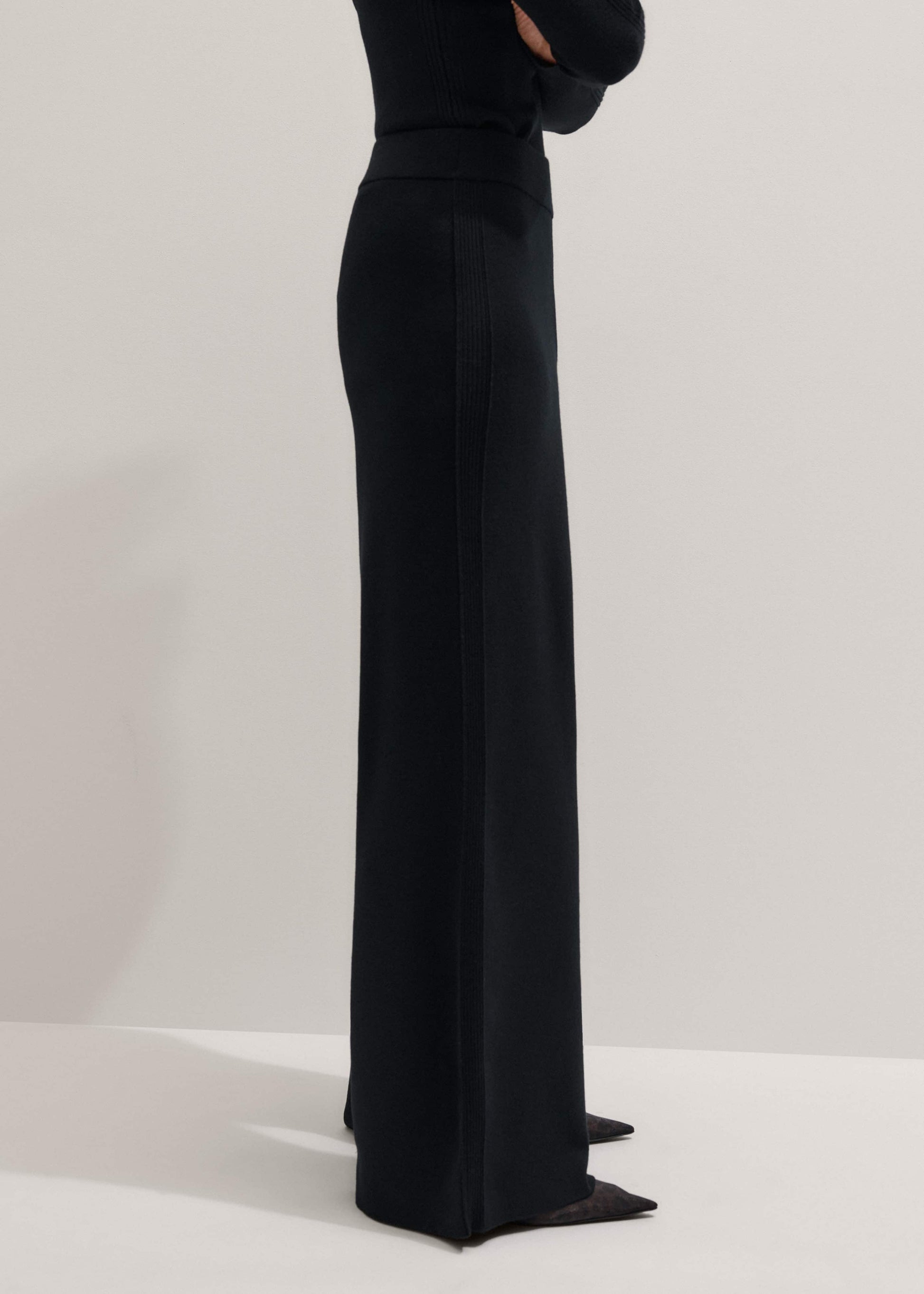 ME and EM Clothing Black Silk Knit Evening Palazzo Pant