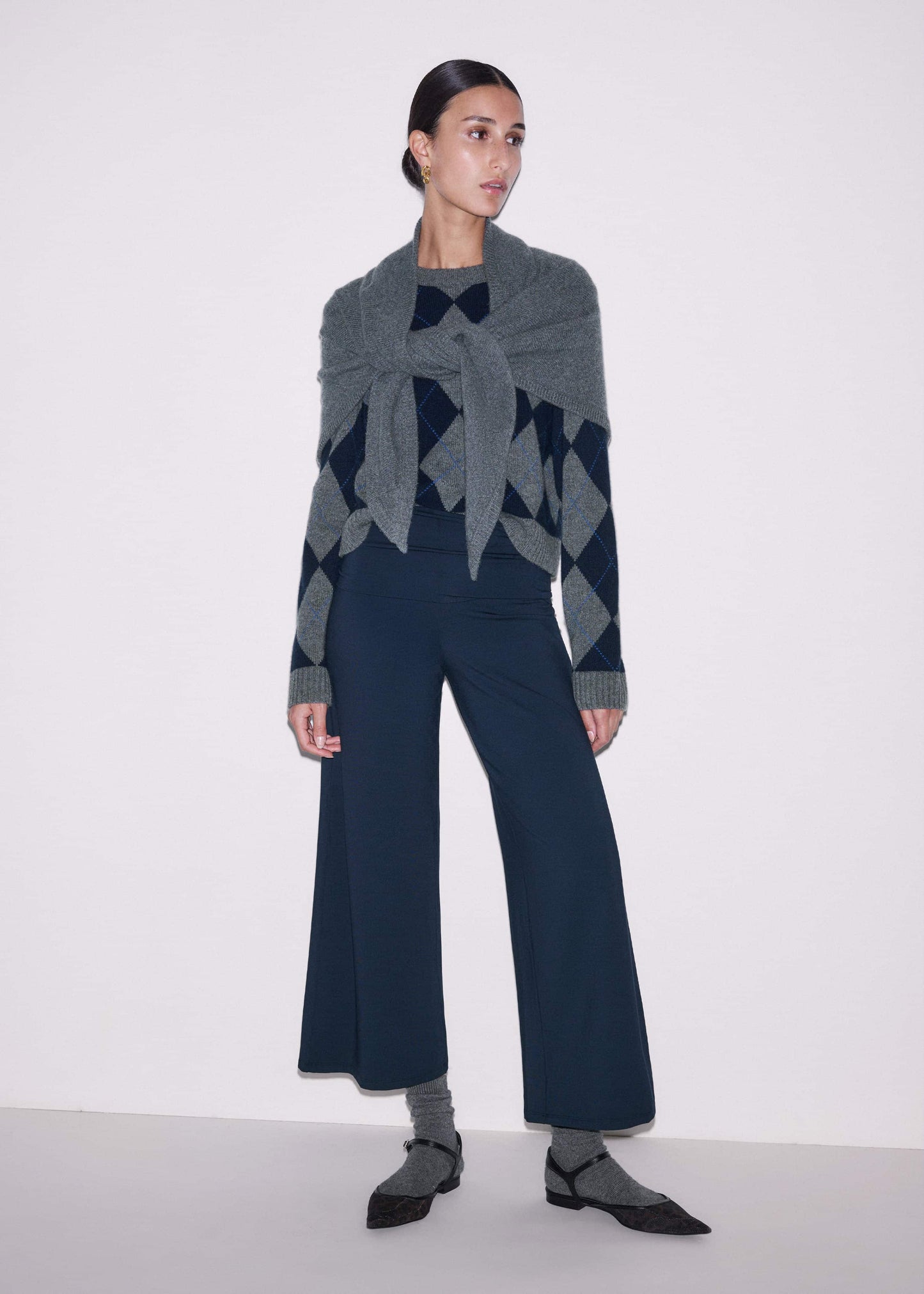 ME and EM Clothing Crop Palazzo Pant - Dark Navy Travel Pants |Vacation Shop