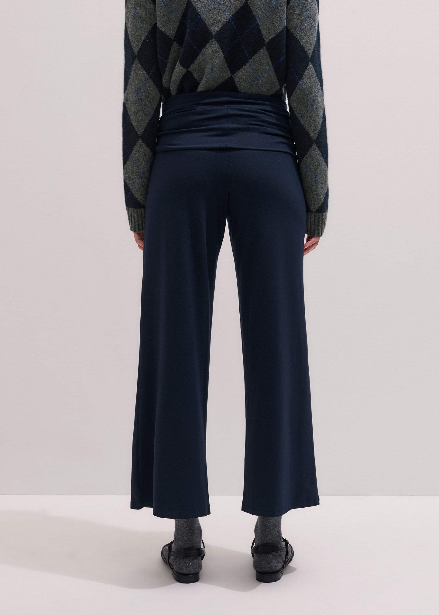 ME and EM Clothing Crop Palazzo Pant - Dark Navy Travel Pants |Vacation Shop