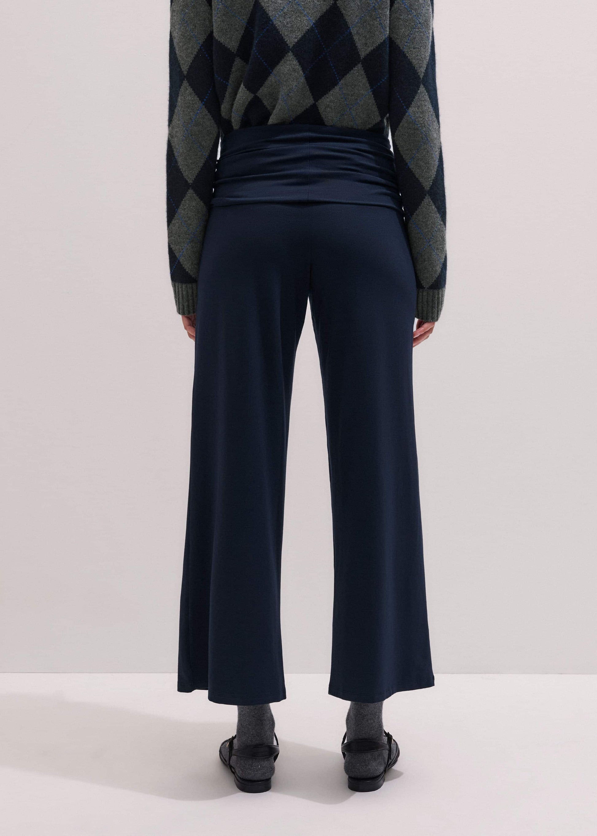 ME and EM Clothing Crop Palazzo Pant - Dark Navy Travel Pants |Vacation Shop