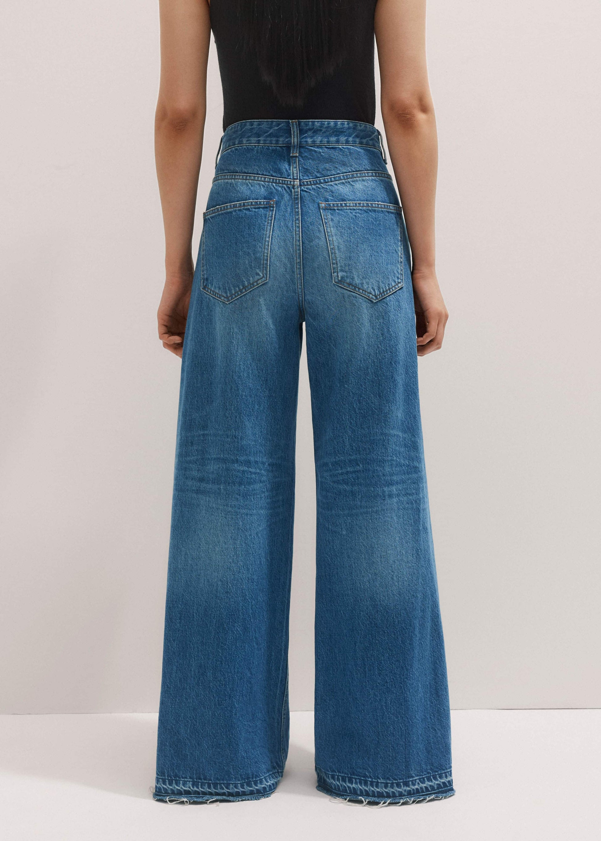 ME and EM Clothing Blue Distressed Ultimate Wide-Leg Jean