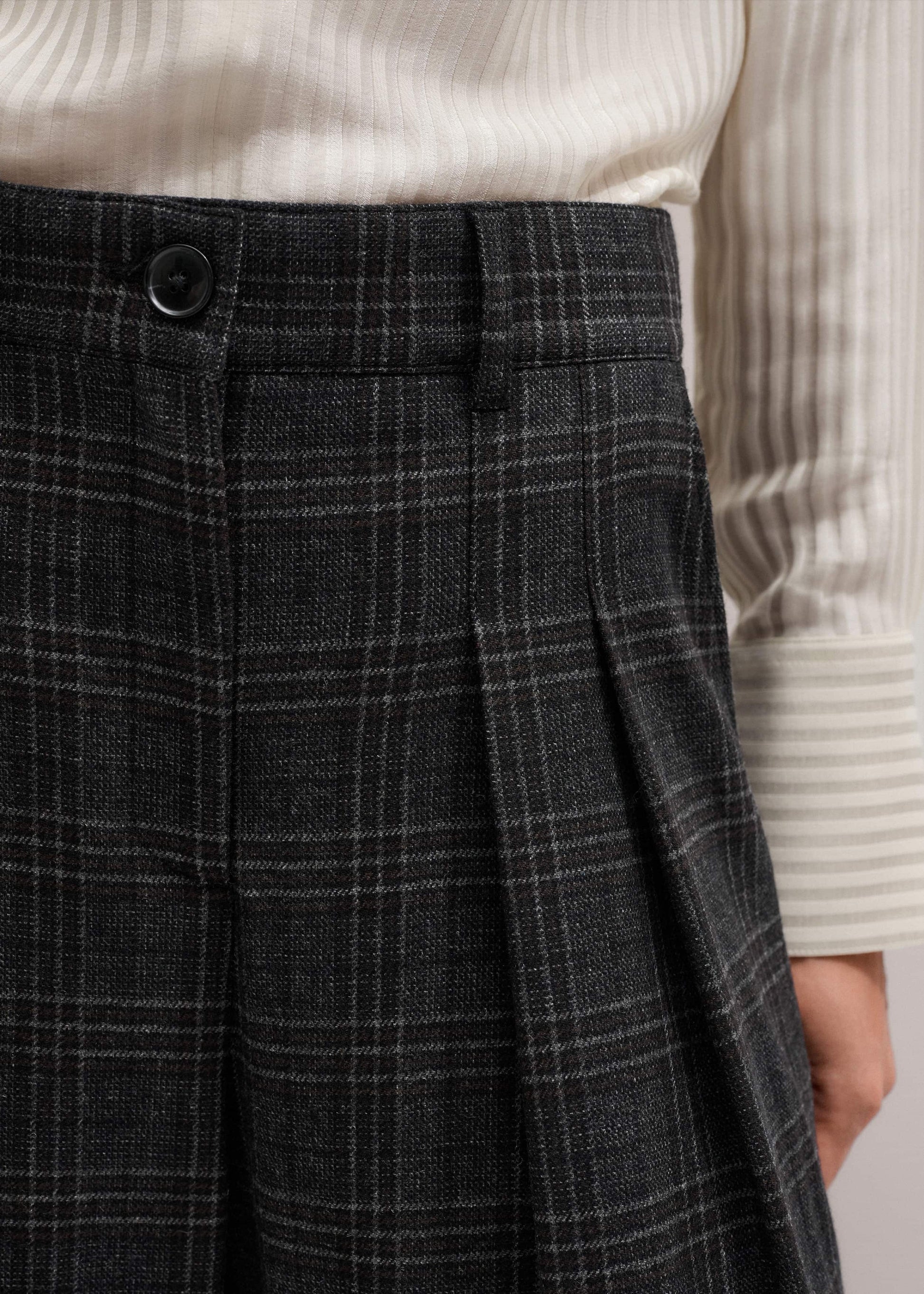 ME and EM Clothing Gray Wool Wide-Leg Double Pleat Trouser