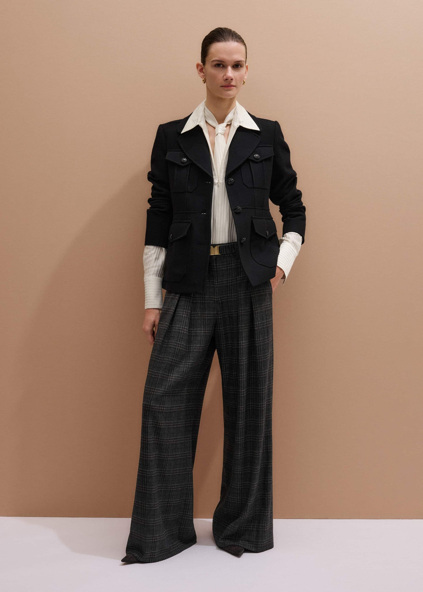 ME and EM Clothing Gray Wool Wide-Leg Double Pleat Trouser