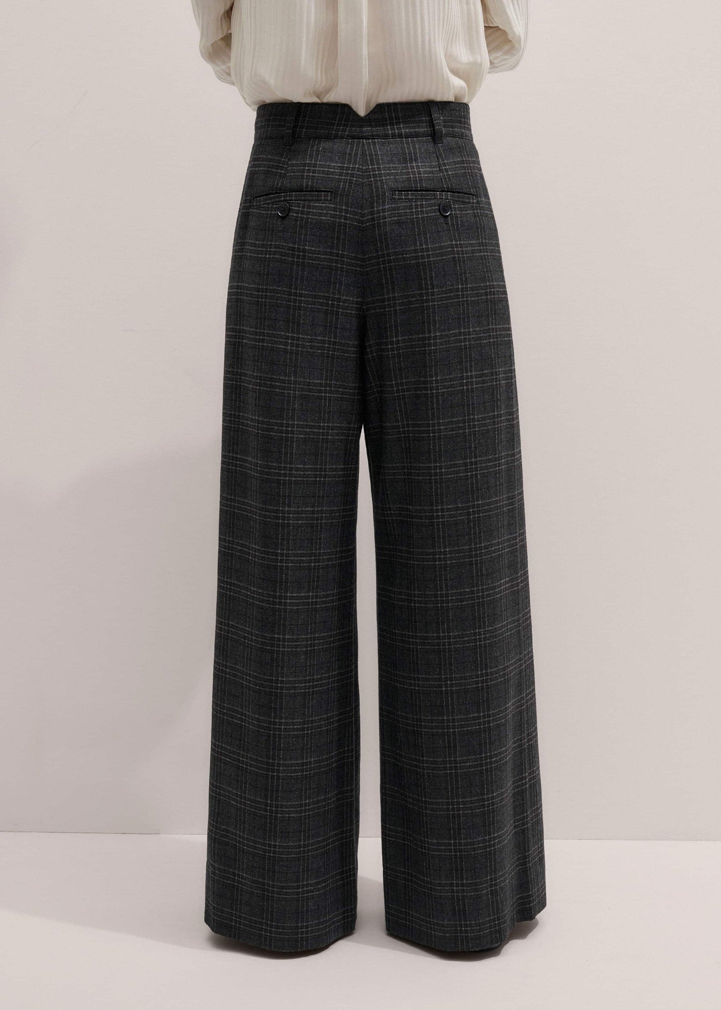 ME and EM Clothing Gray Wool Wide-Leg Double Pleat Trouser