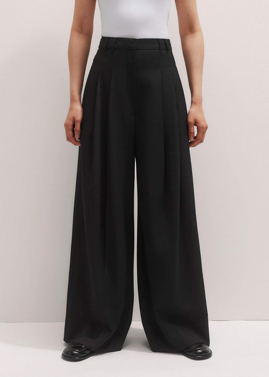 ME and EM Clothing Black Wide-Leg Pleat Pant