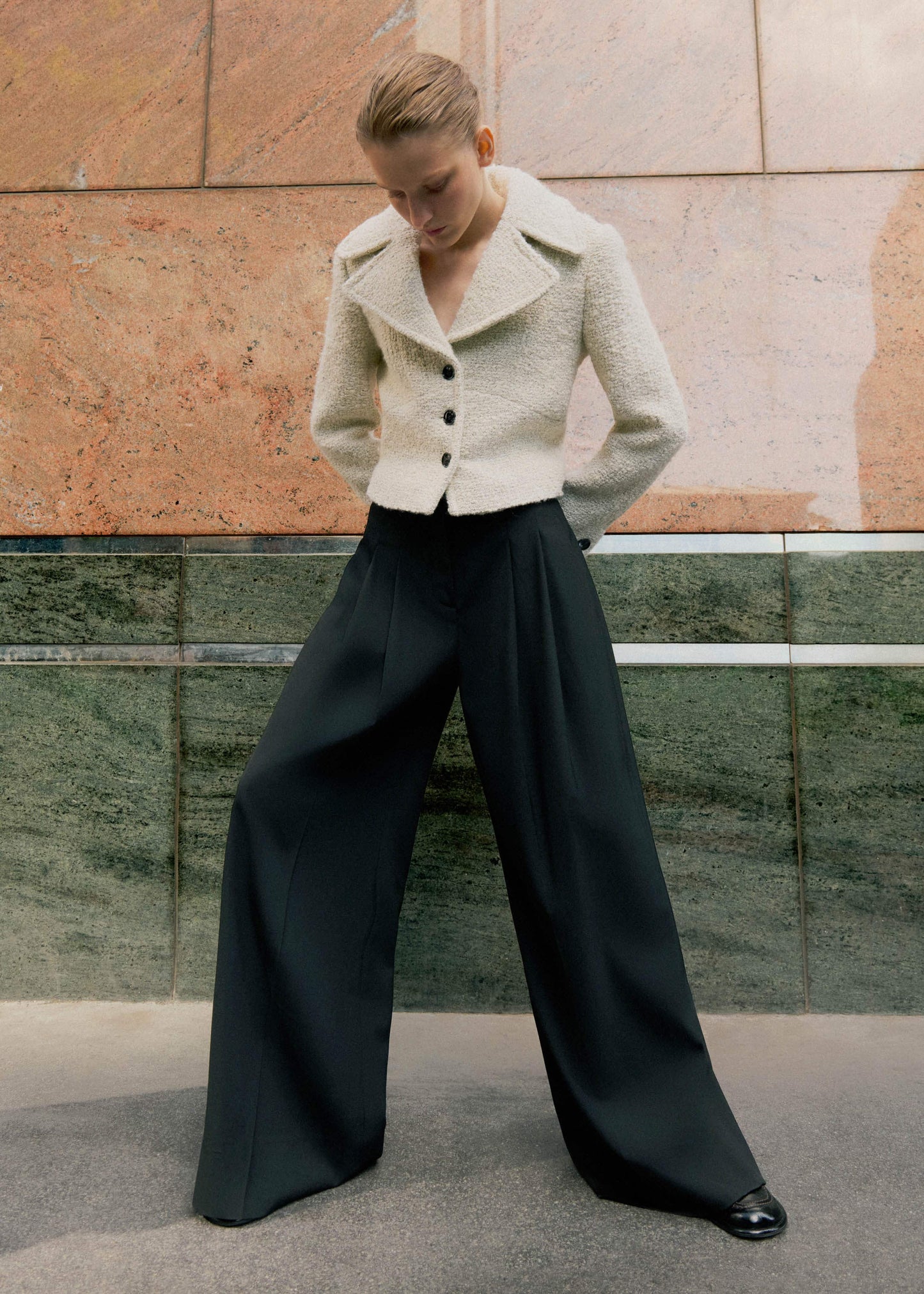 ME and EM Clothing Black Wide-Leg Pleat Pant