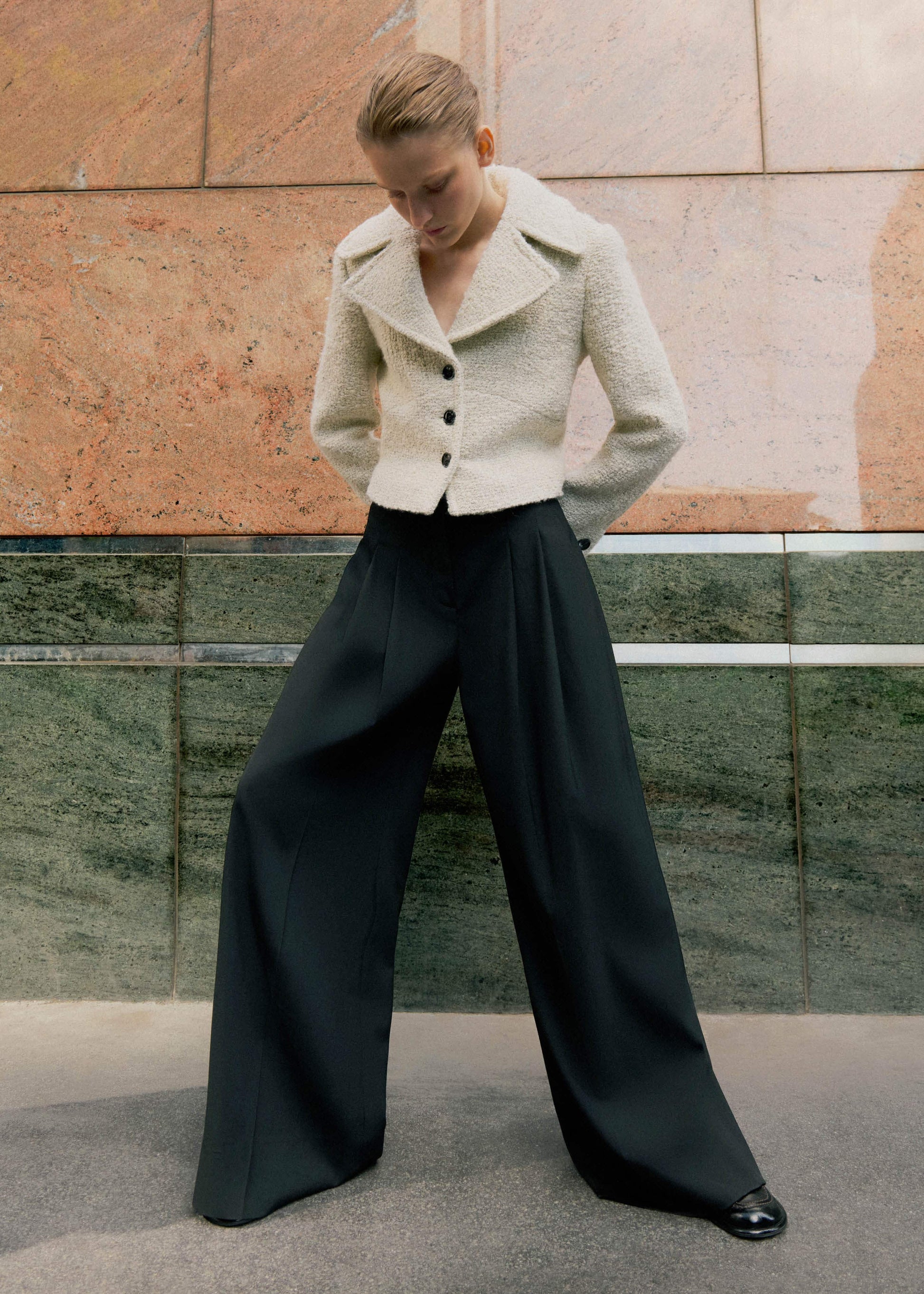 ME and EM Clothing Black Wide-Leg Pleat Pant
