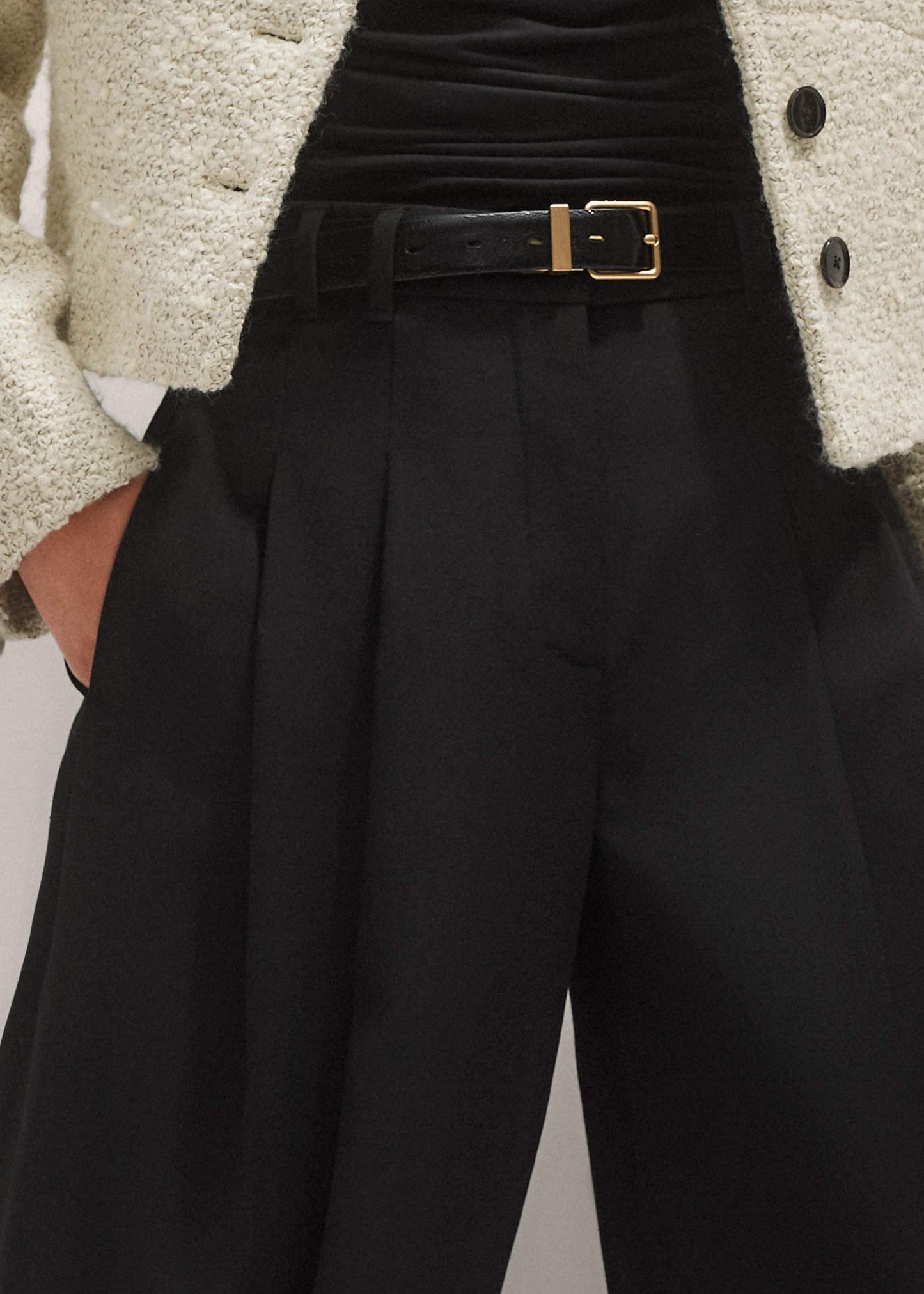 ME and EM Clothing Black Wide-Leg Pleat Pant