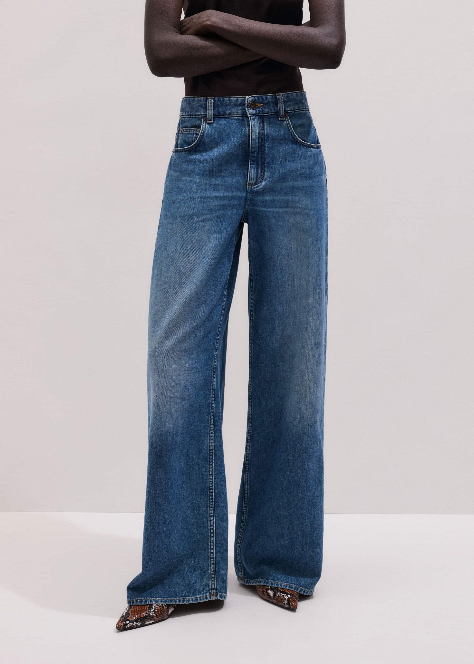 ME and EM Clothing Blue Relaxed Baggy Wide-Leg Jean