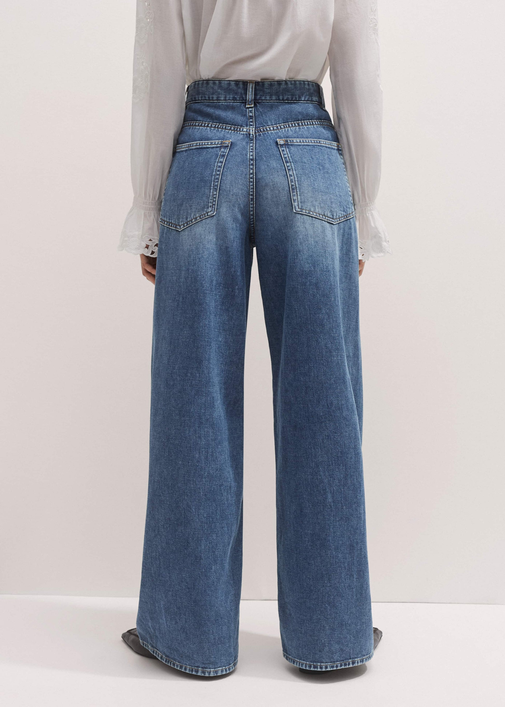ME and EM Clothing Blue Relaxed Baggy Wide-Leg Jean