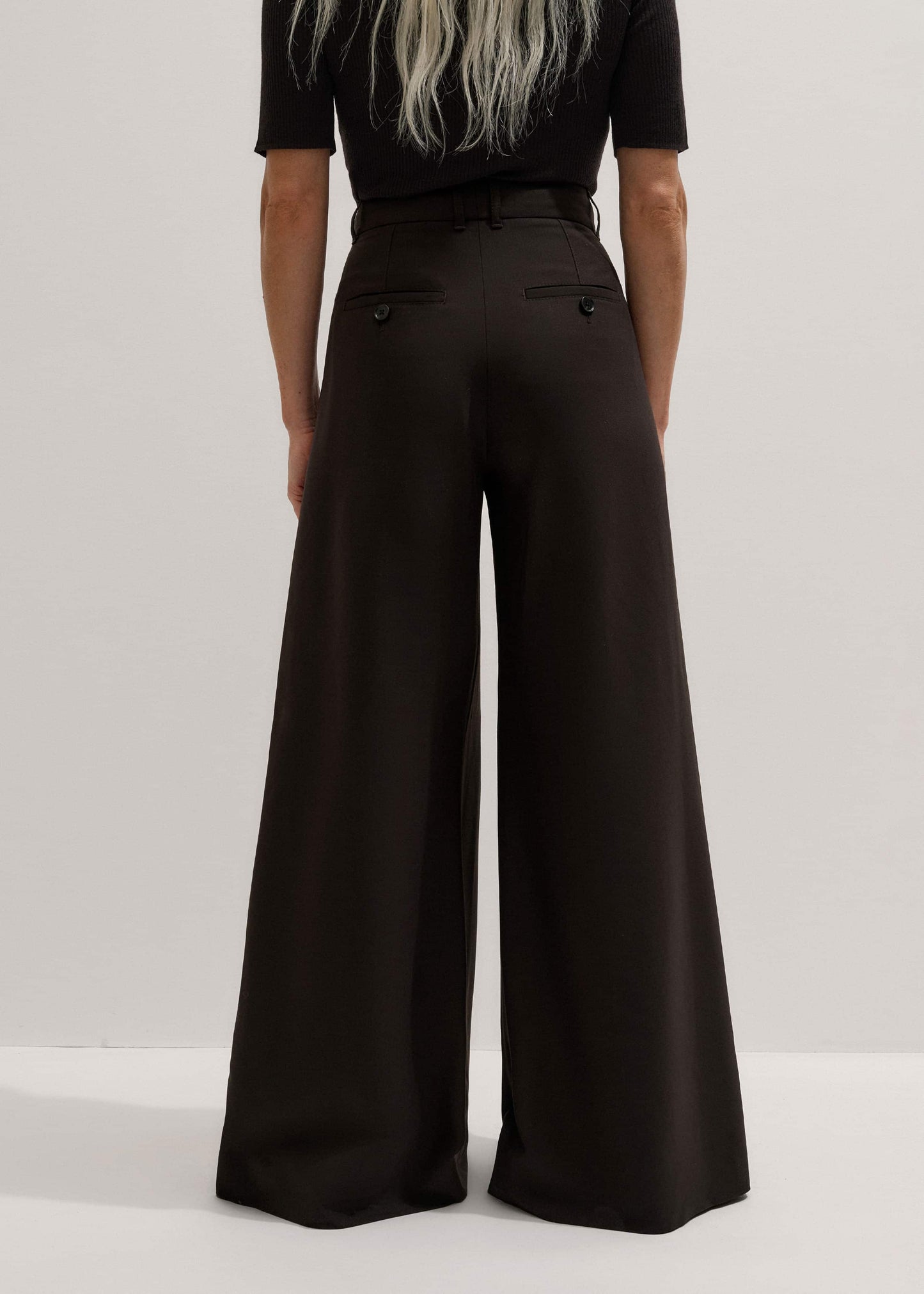 ME and EM Clothing Brown Wool Ultimate Pleat-Front Wide-Leg Pant