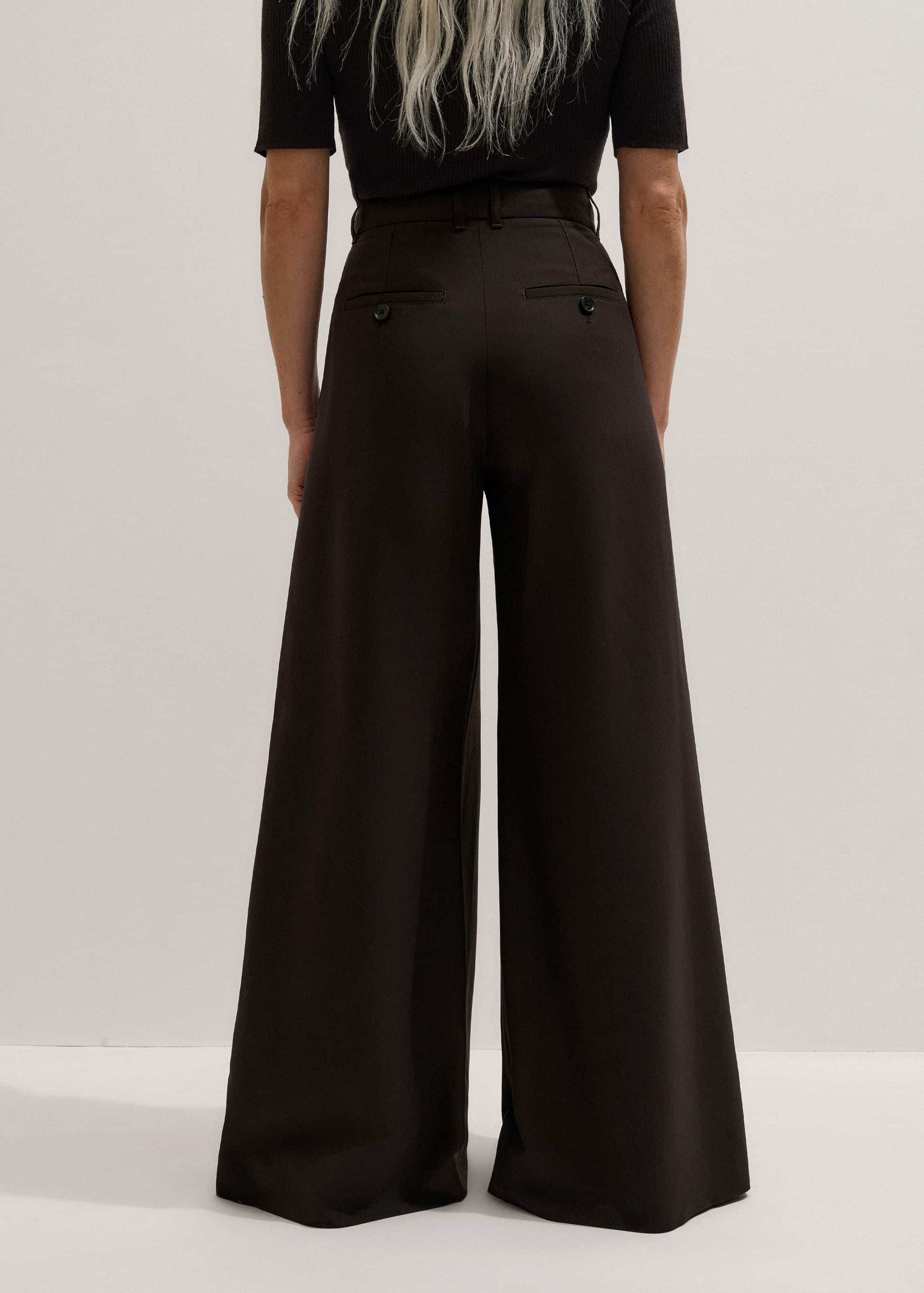 ME and EM Clothing Brown Wool Ultimate Pleat-Front Wide-Leg Pant