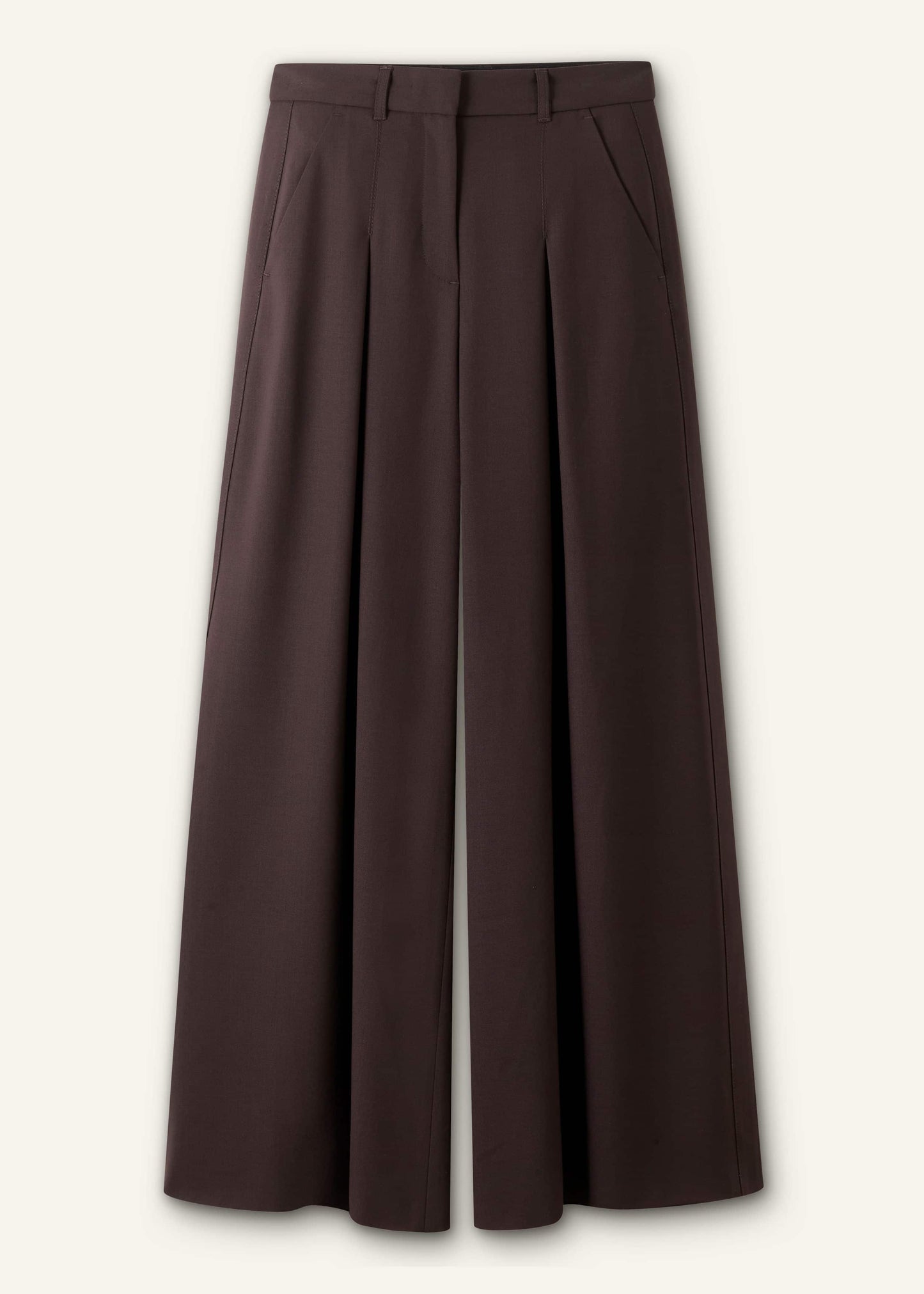 ME and EM Clothing Brown Wool Ultimate Pleat-Front Wide-Leg Pant
