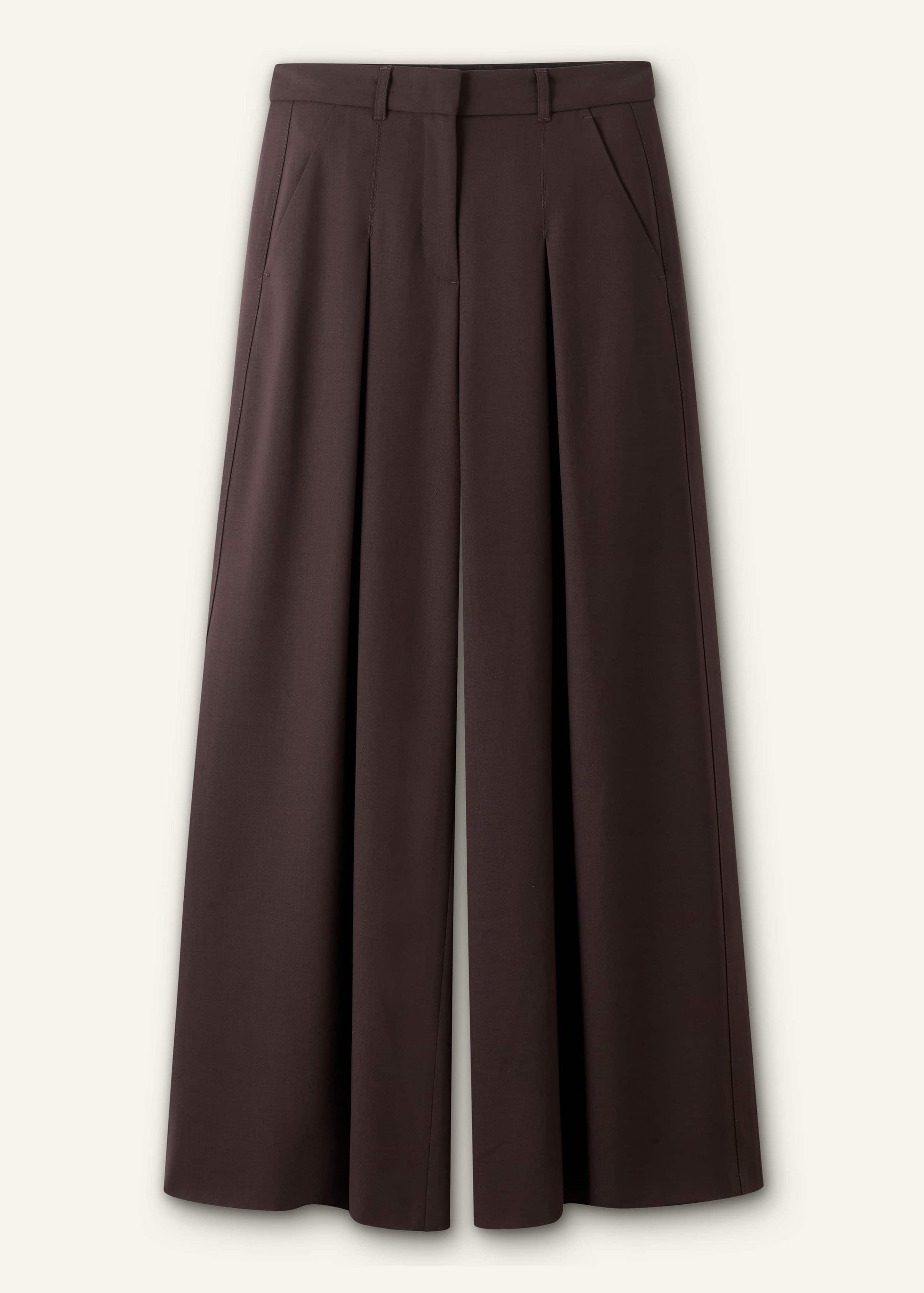 ME and EM Clothing Brown Wool Ultimate Pleat-Front Wide-Leg Pant
