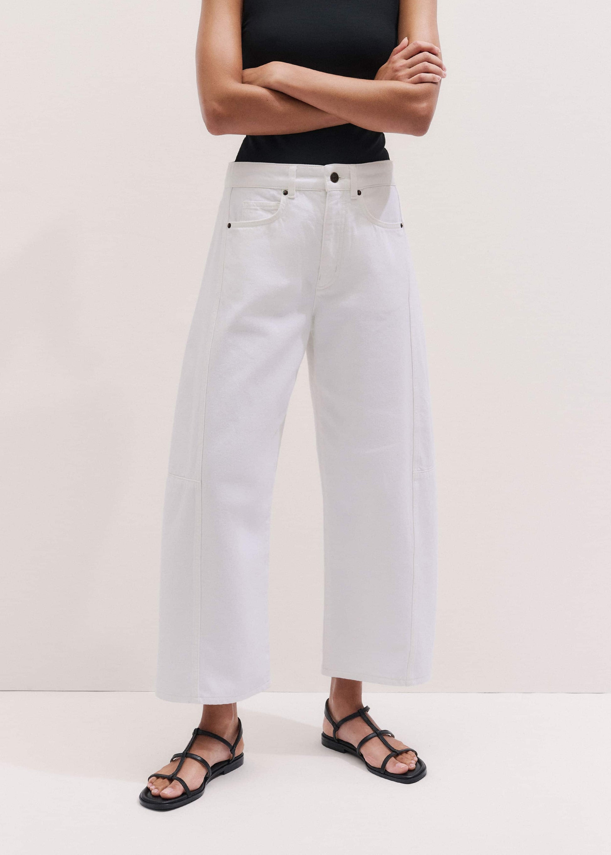 ME and EM Clothing White Exaggerated Crop Jean