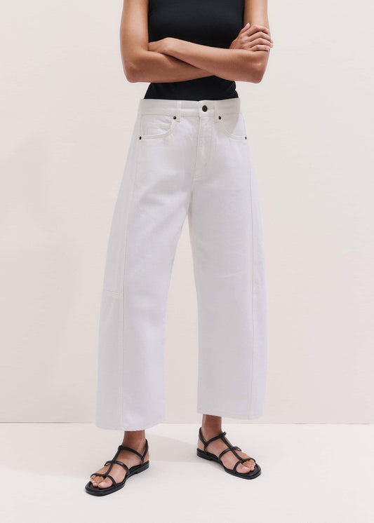 ME and EM Clothing White Exaggerated Crop Jean