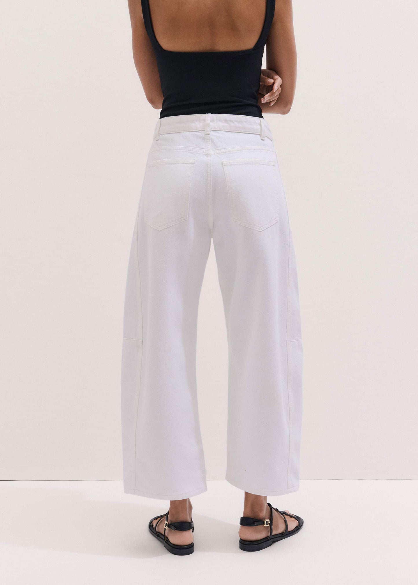 ME and EM Clothing White Exaggerated Crop Jean