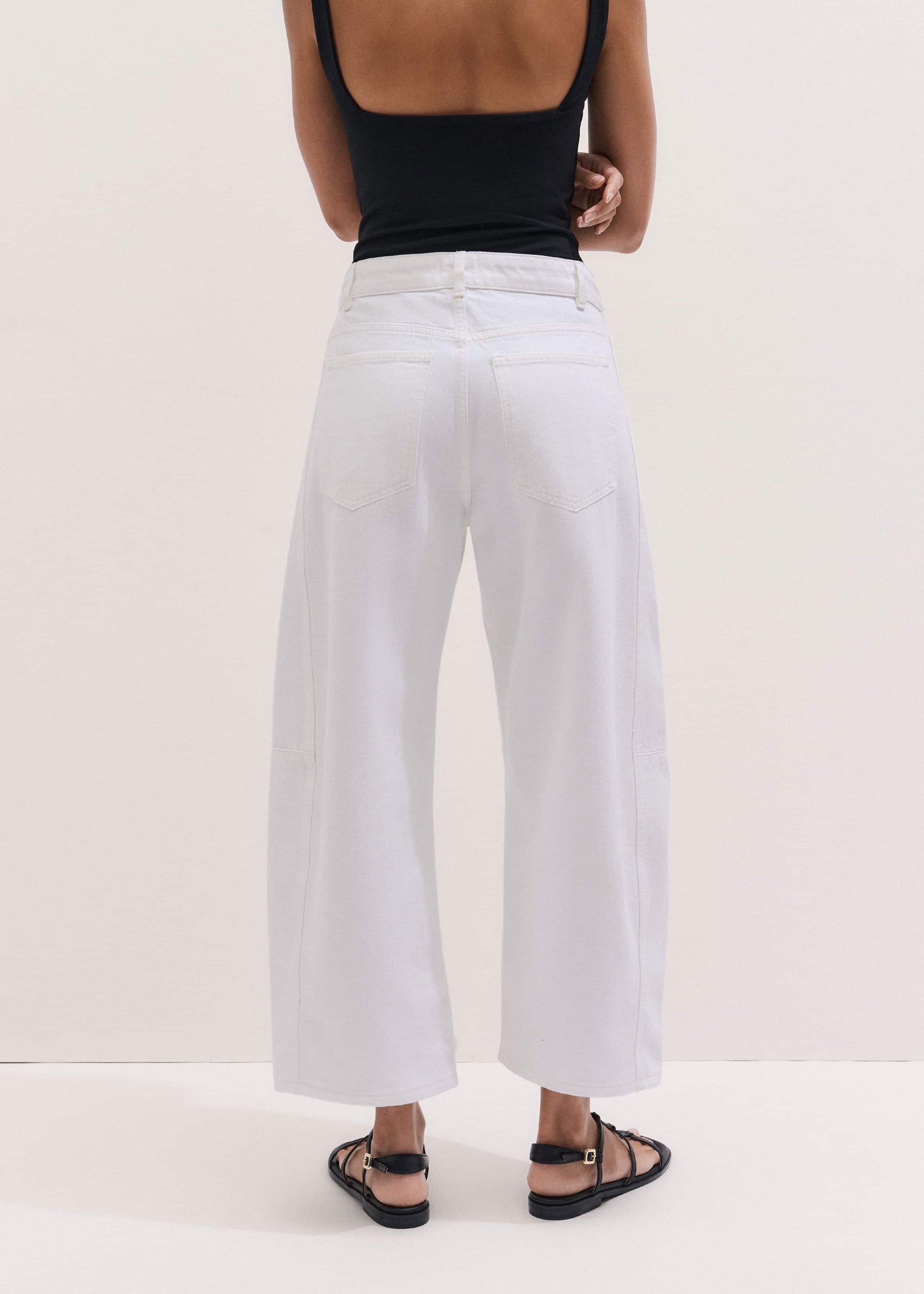 ME and EM Clothing White Exaggerated Crop Jean