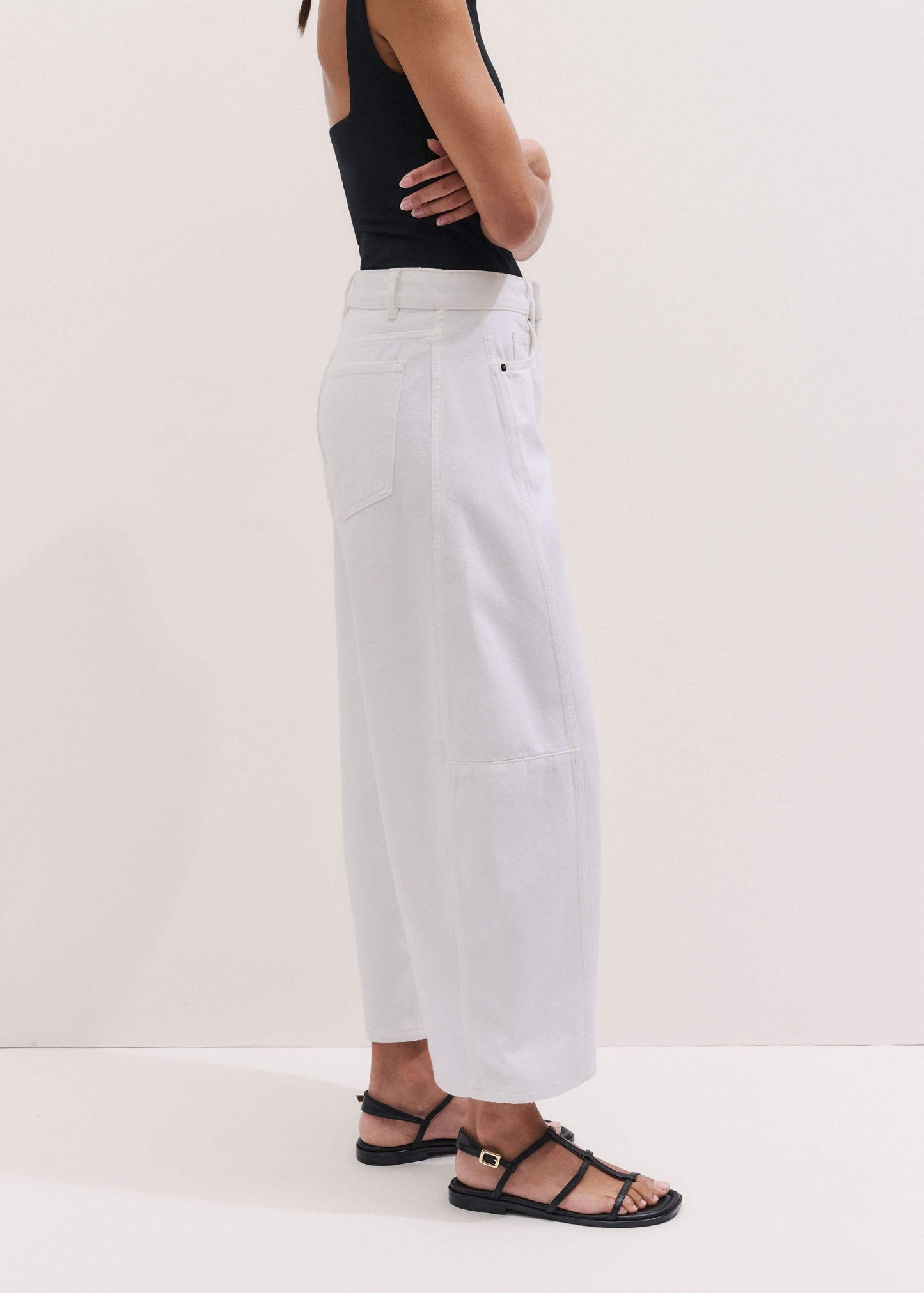 ME and EM Clothing White Exaggerated Crop Jean