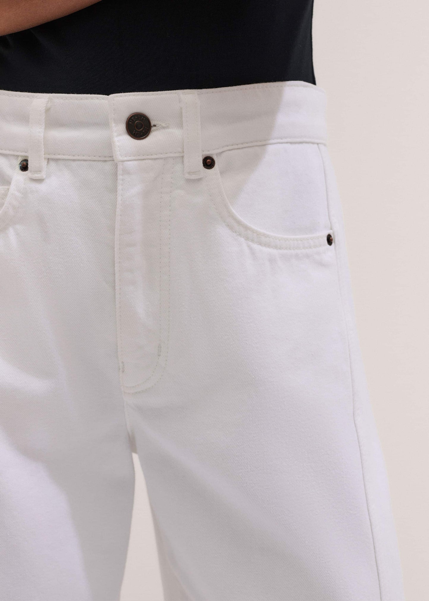ME and EM Clothing White Exaggerated Crop Jean