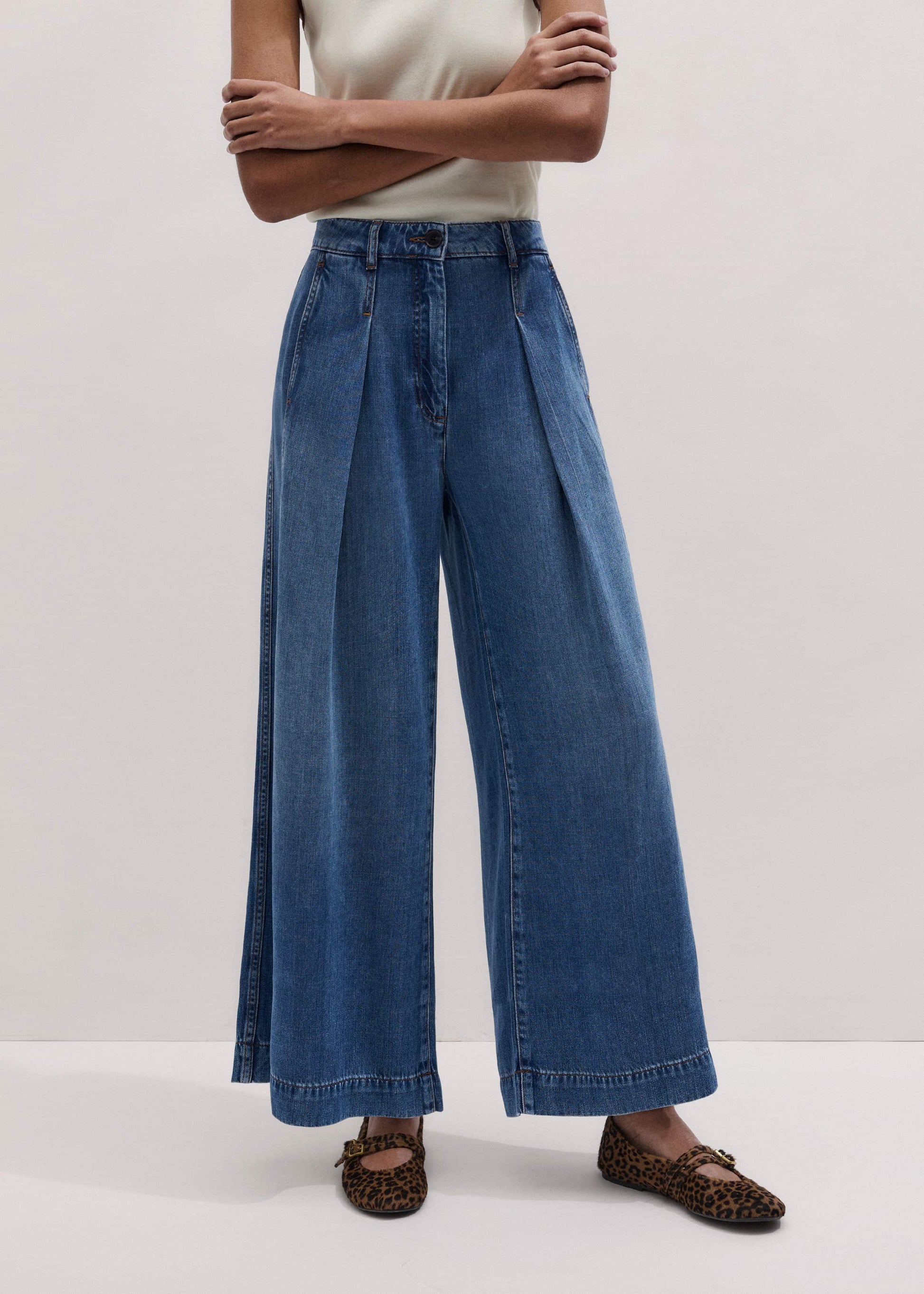 ME and EM Clothing Blue Straight Culotte Jean