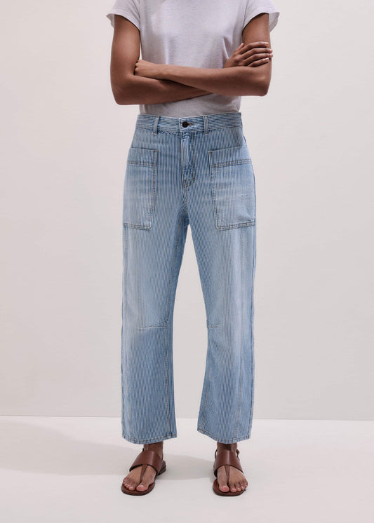 ME and EM Clothing Blue Micro Stripe Engineered Leg Jean