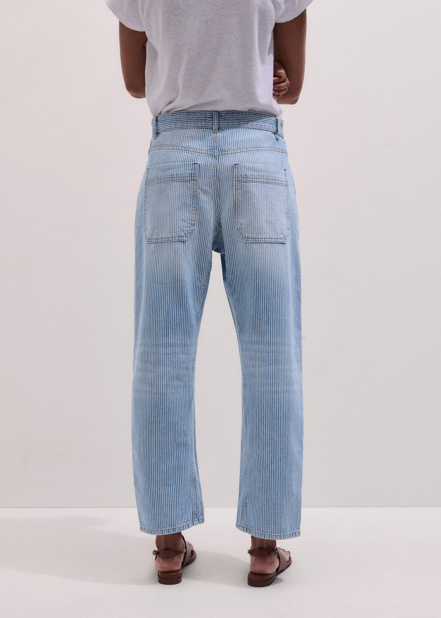 ME and EM Clothing Blue Micro Stripe Engineered Leg Jean