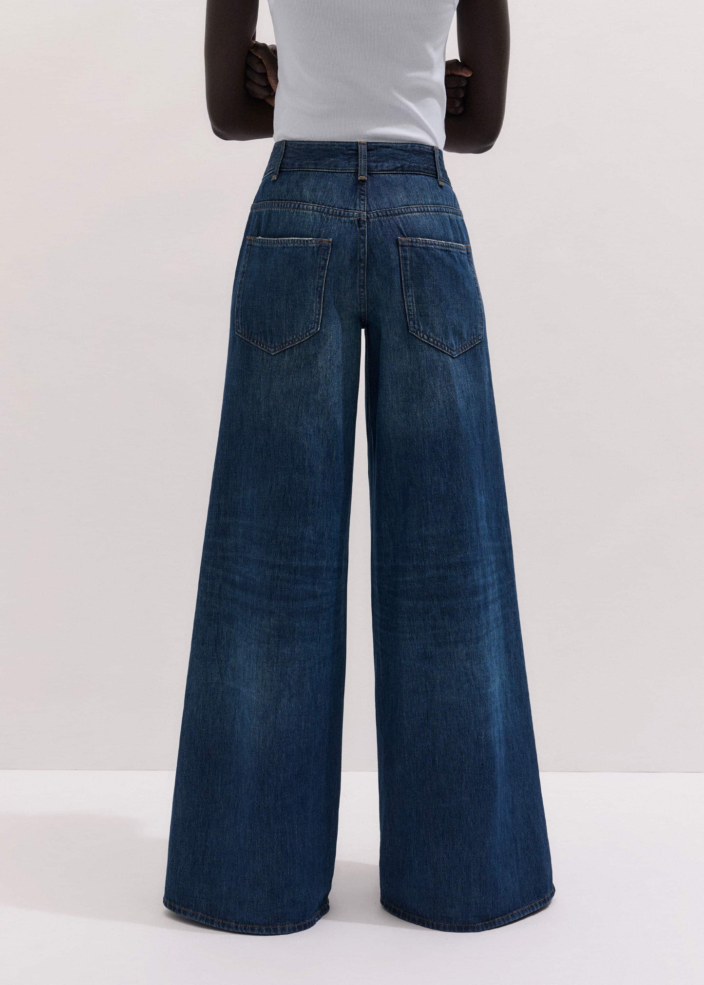 ME and EM Clothing Mid Blue Super Wide Baggy Jean