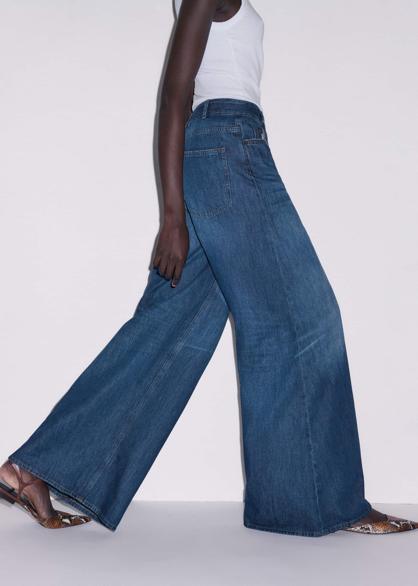 ME and EM Clothing Mid Blue Super Wide Baggy Jean