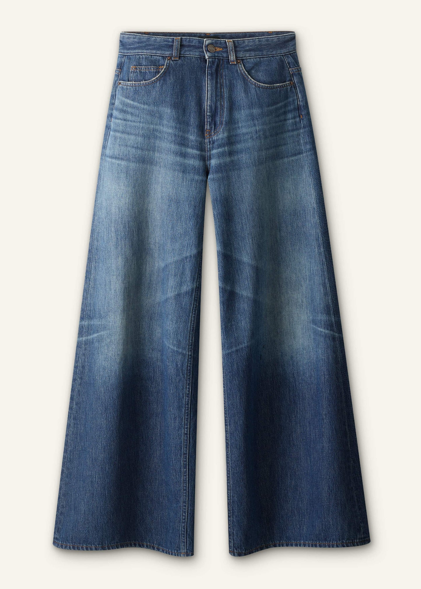 ME and EM Clothing Mid Blue Super Wide Baggy Jean