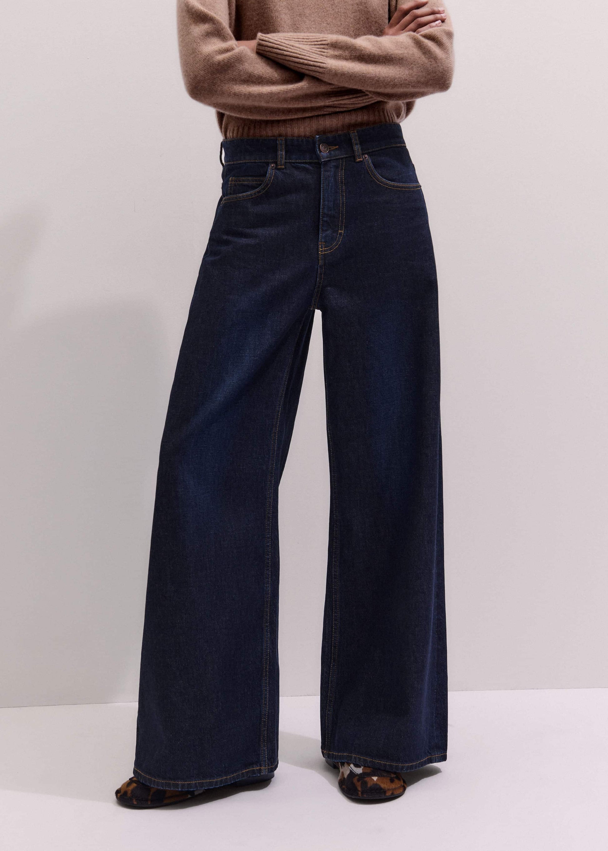 ME and EM Clothing Dark Blue Rinse Wash Ultimate Wide-Leg Jean