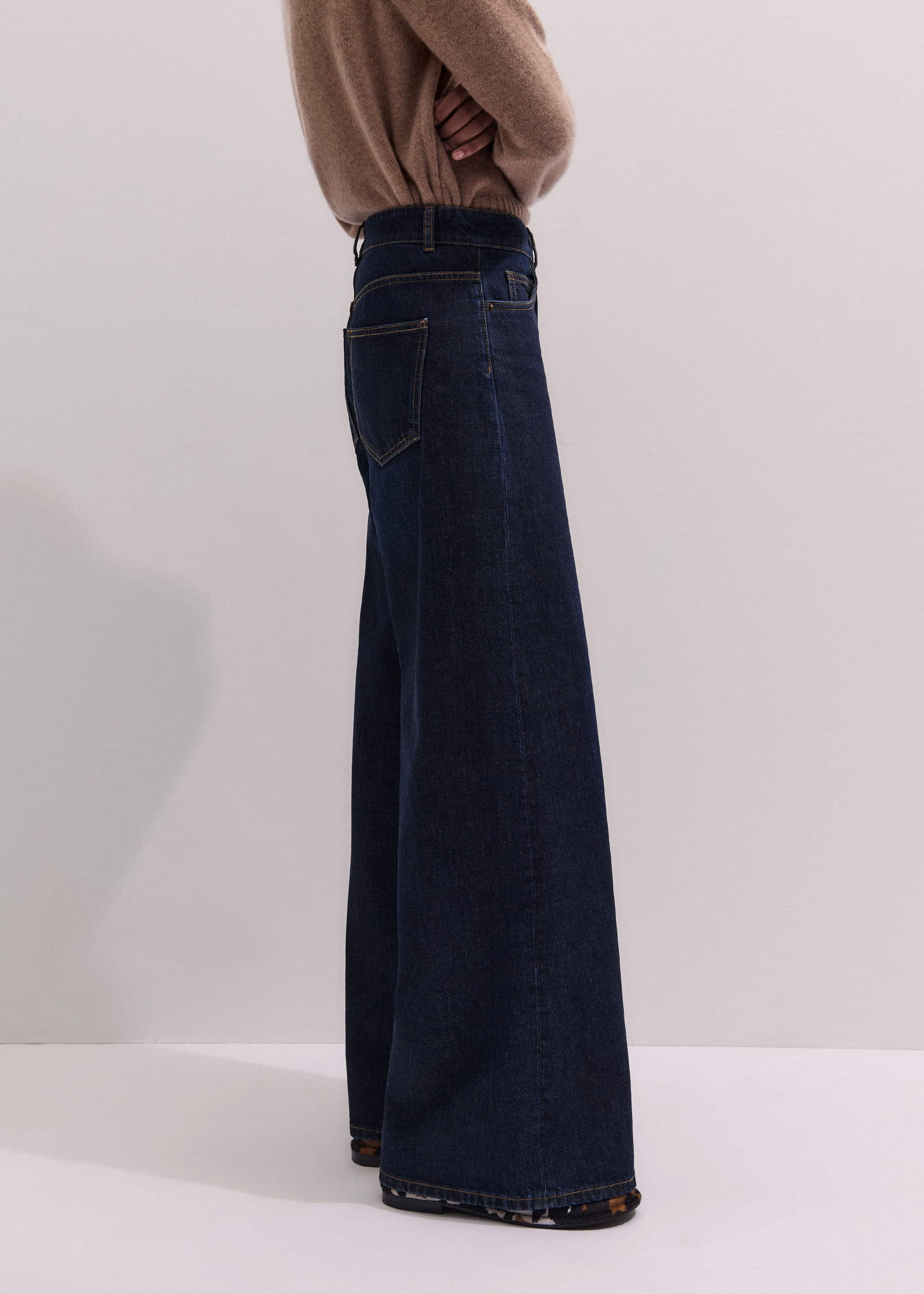 ME and EM Clothing Dark Blue Rinse Wash Ultimate Wide-Leg Jean