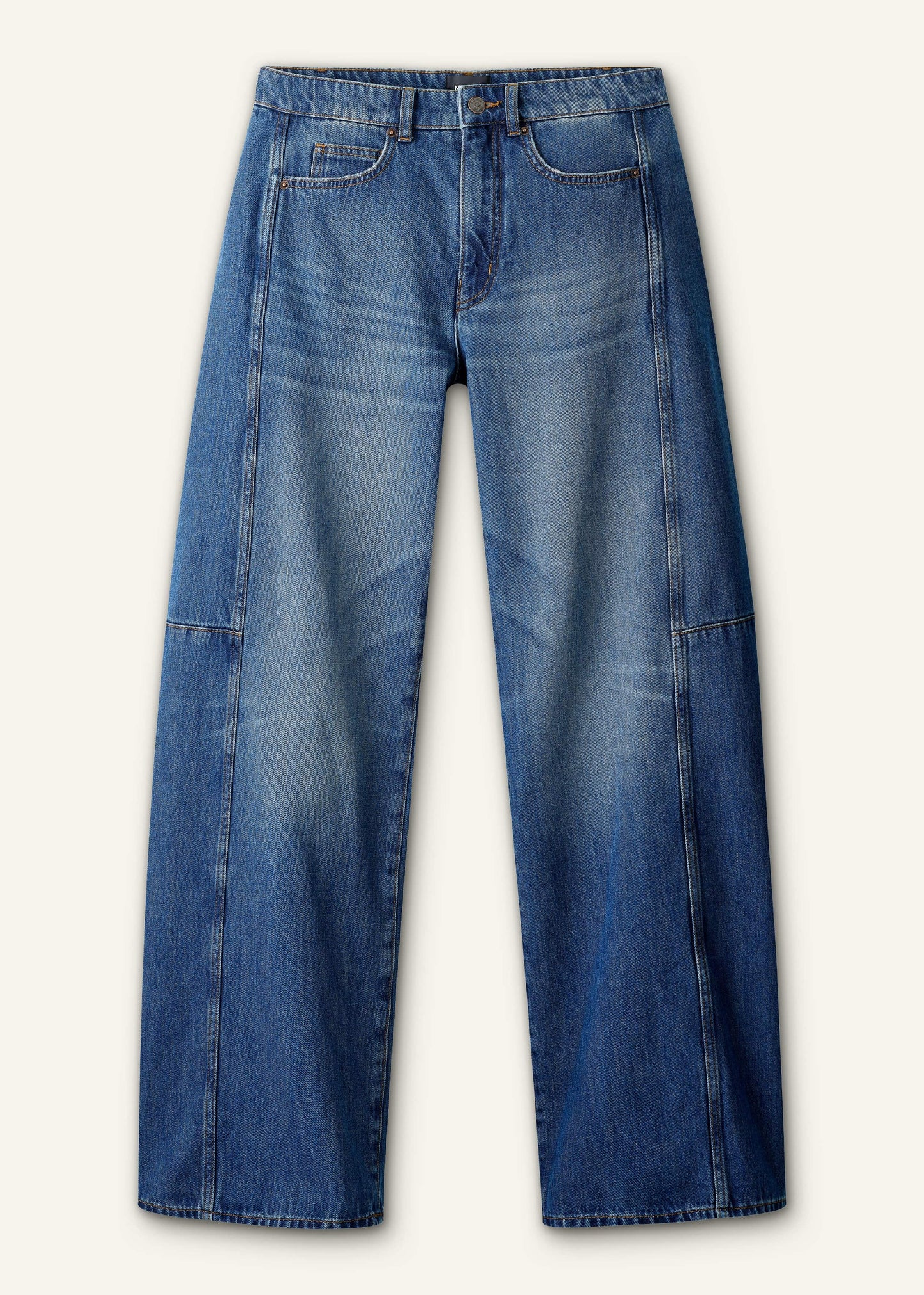 ME and EM Clothing Mid Blue Exaggerated Tapered Jean