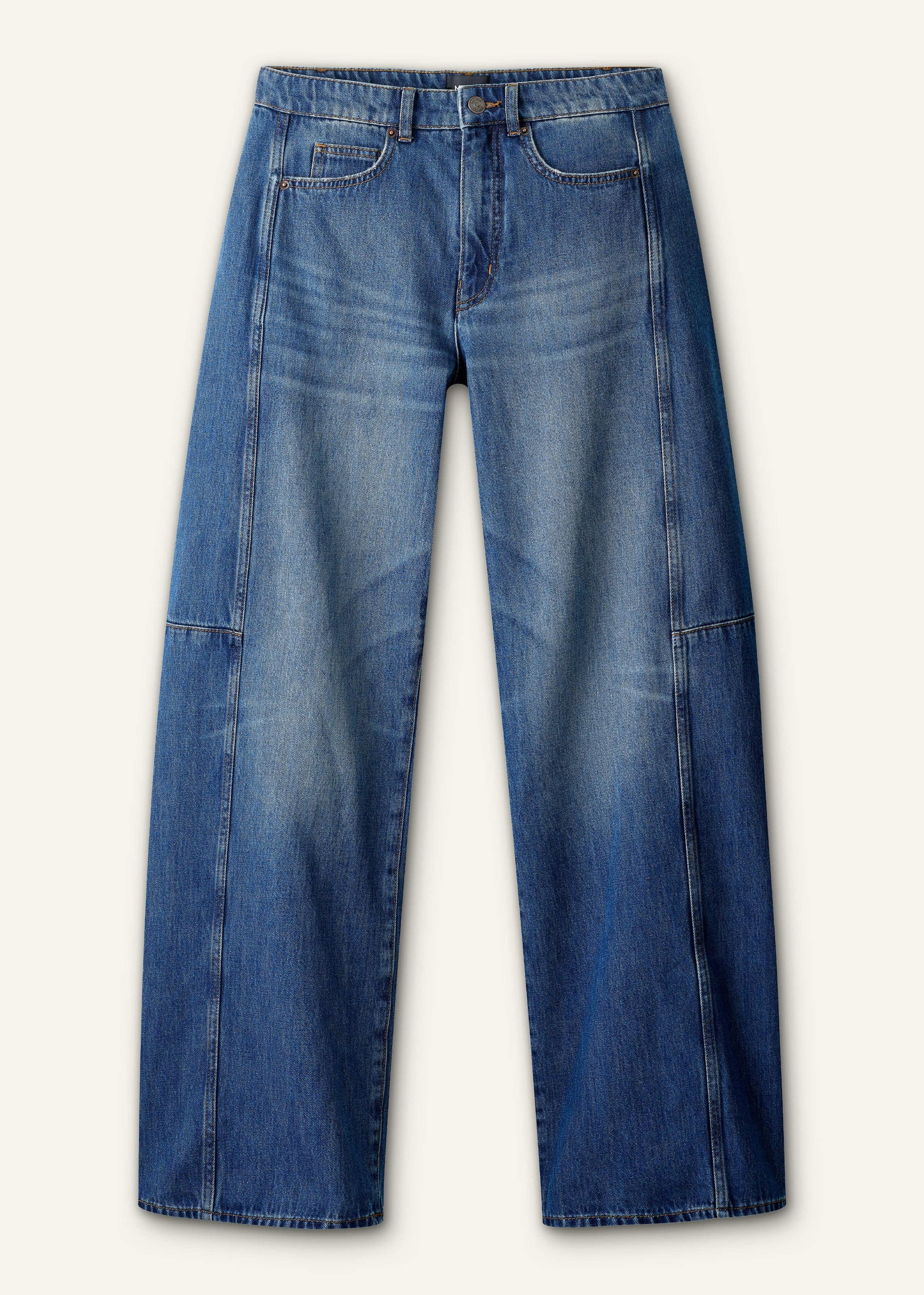 ME and EM Clothing Mid Blue Exaggerated Tapered Jean