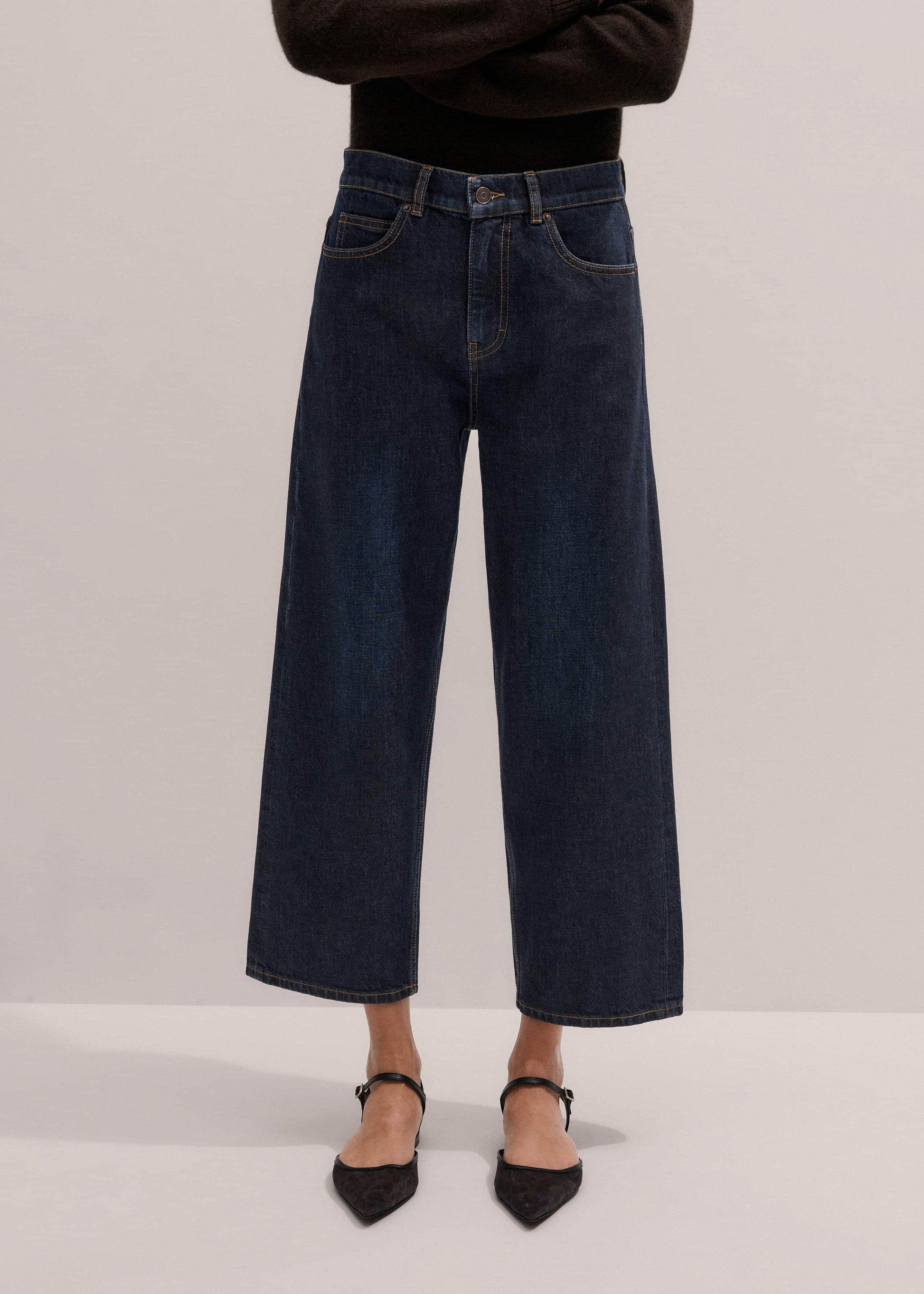 ME and EM Clothing Dark Blue Straight Crop Jean