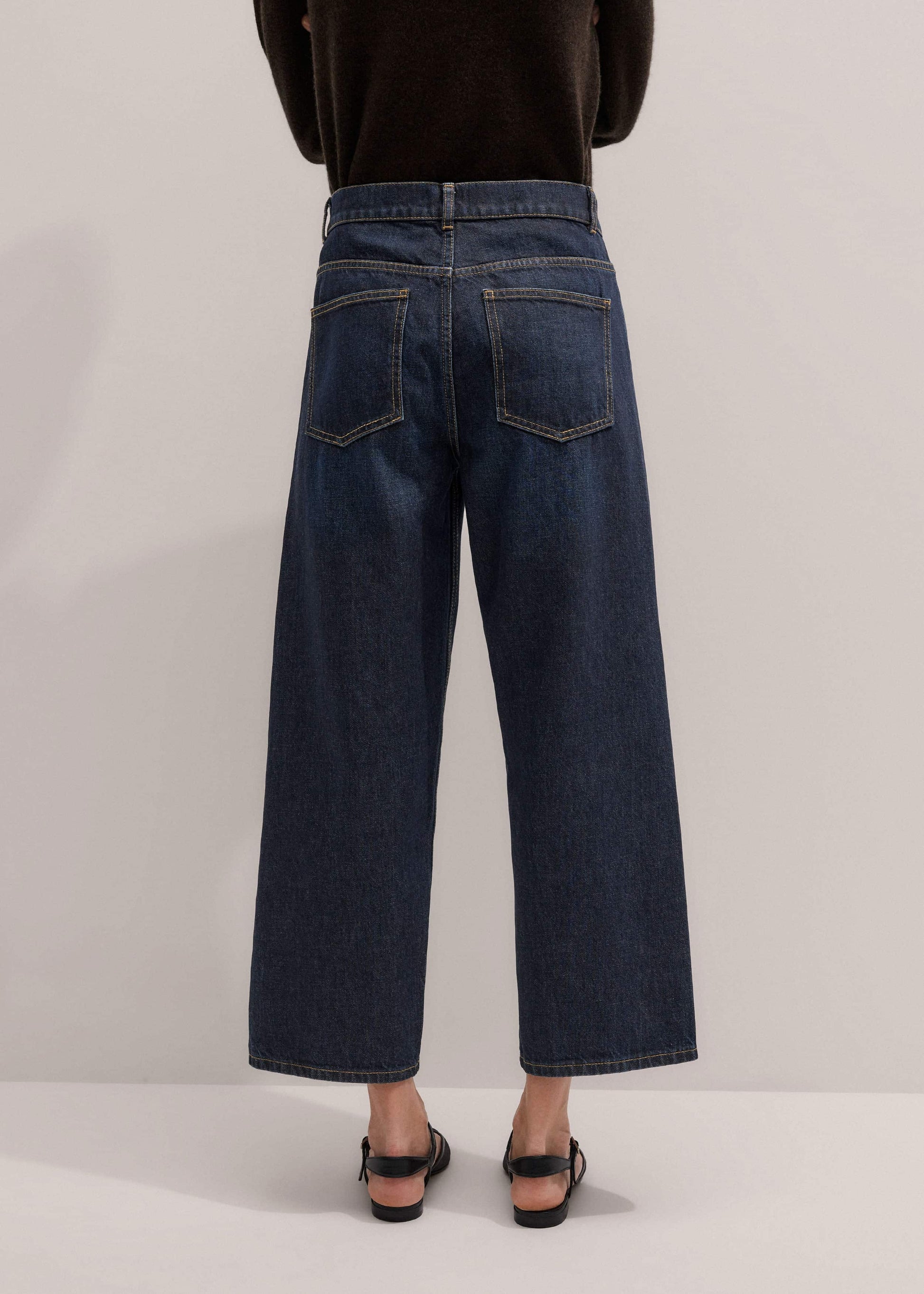 ME and EM Clothing Dark Blue Straight Crop Jean