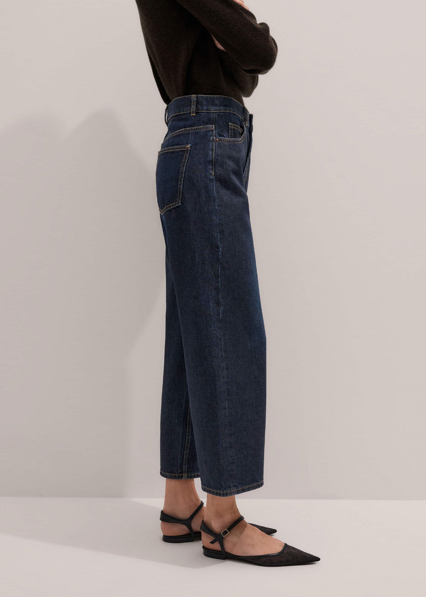 ME and EM Clothing Dark Blue Straight Crop Jean