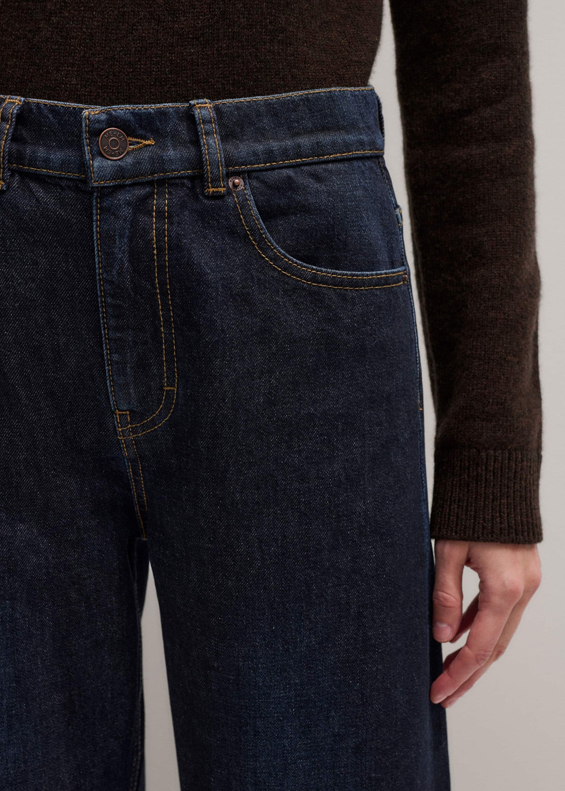 ME and EM Clothing Dark Blue Straight Crop Jean