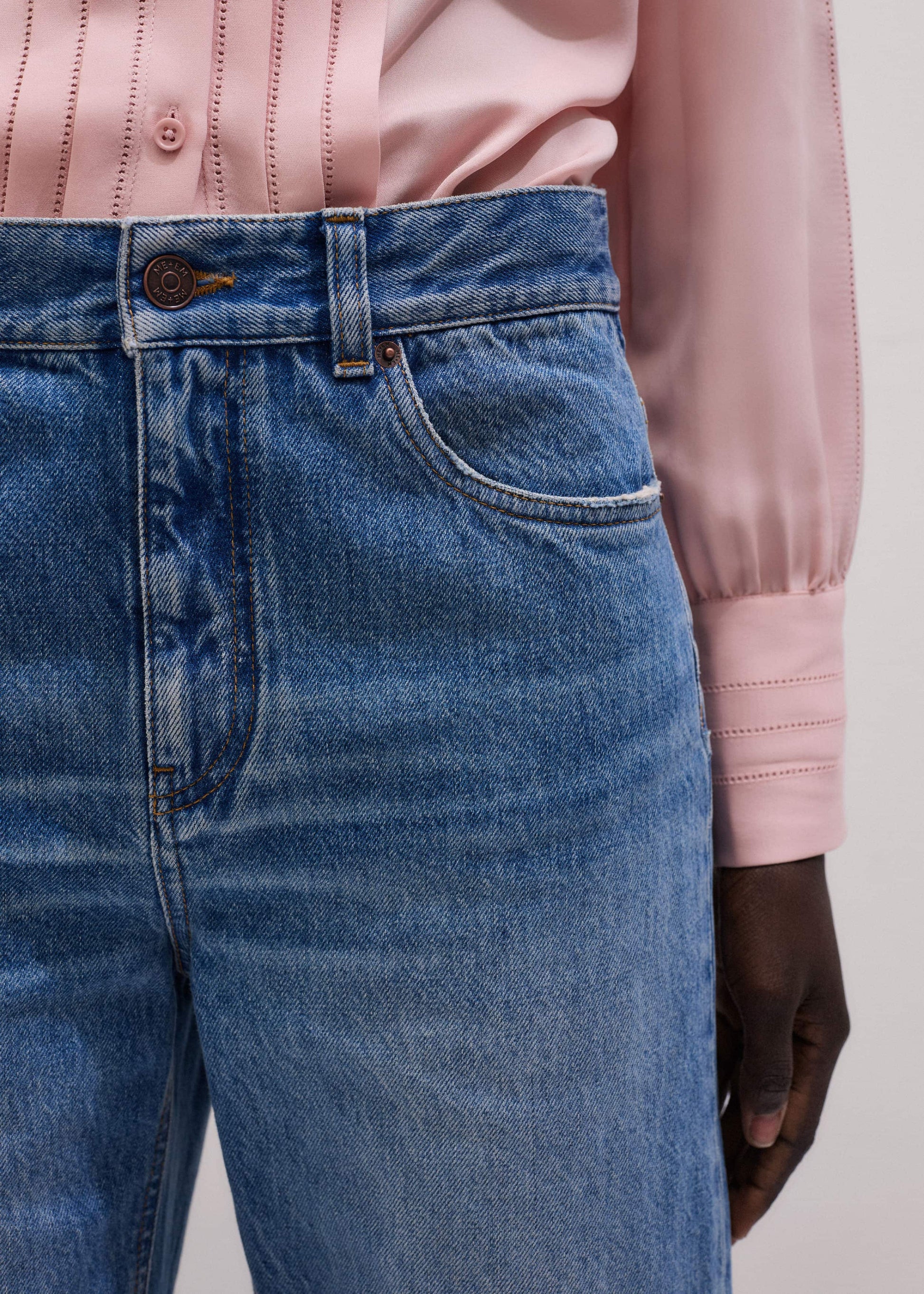 ME and EM Clothing Light Blue Relaxed Straight Crop Jean