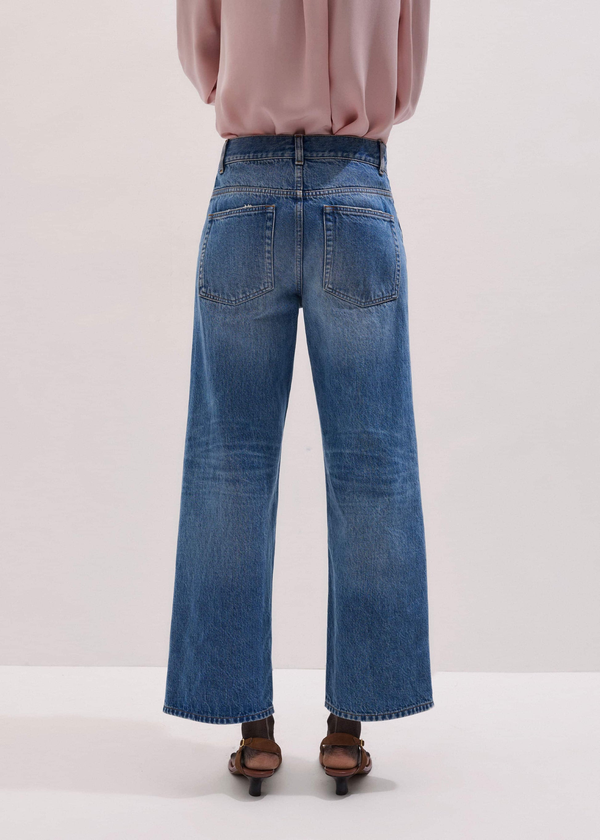 ME and EM Clothing Light Blue Relaxed Straight Crop Jean
