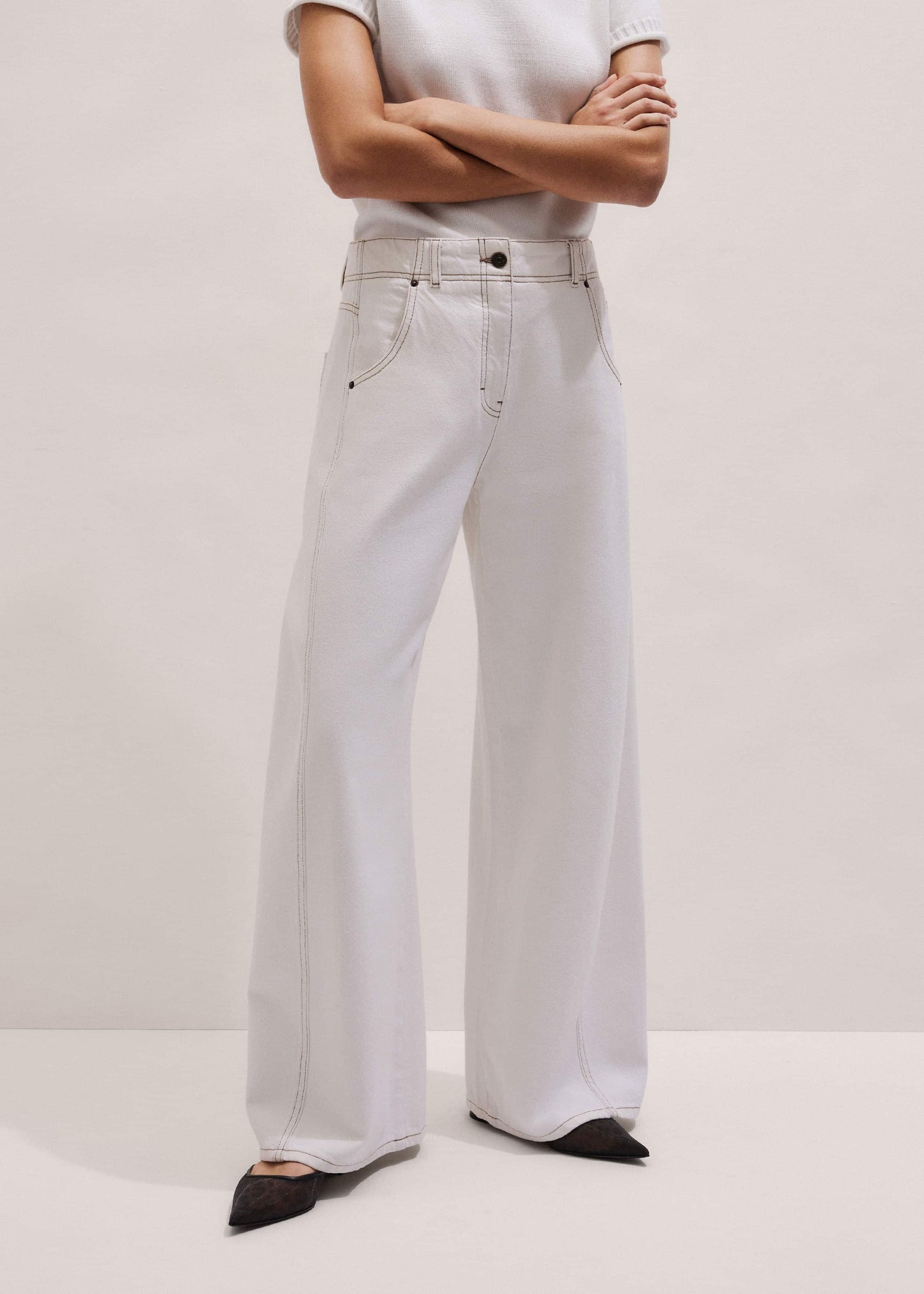 ME and EM Clothing White Relaxed Engineered Jean