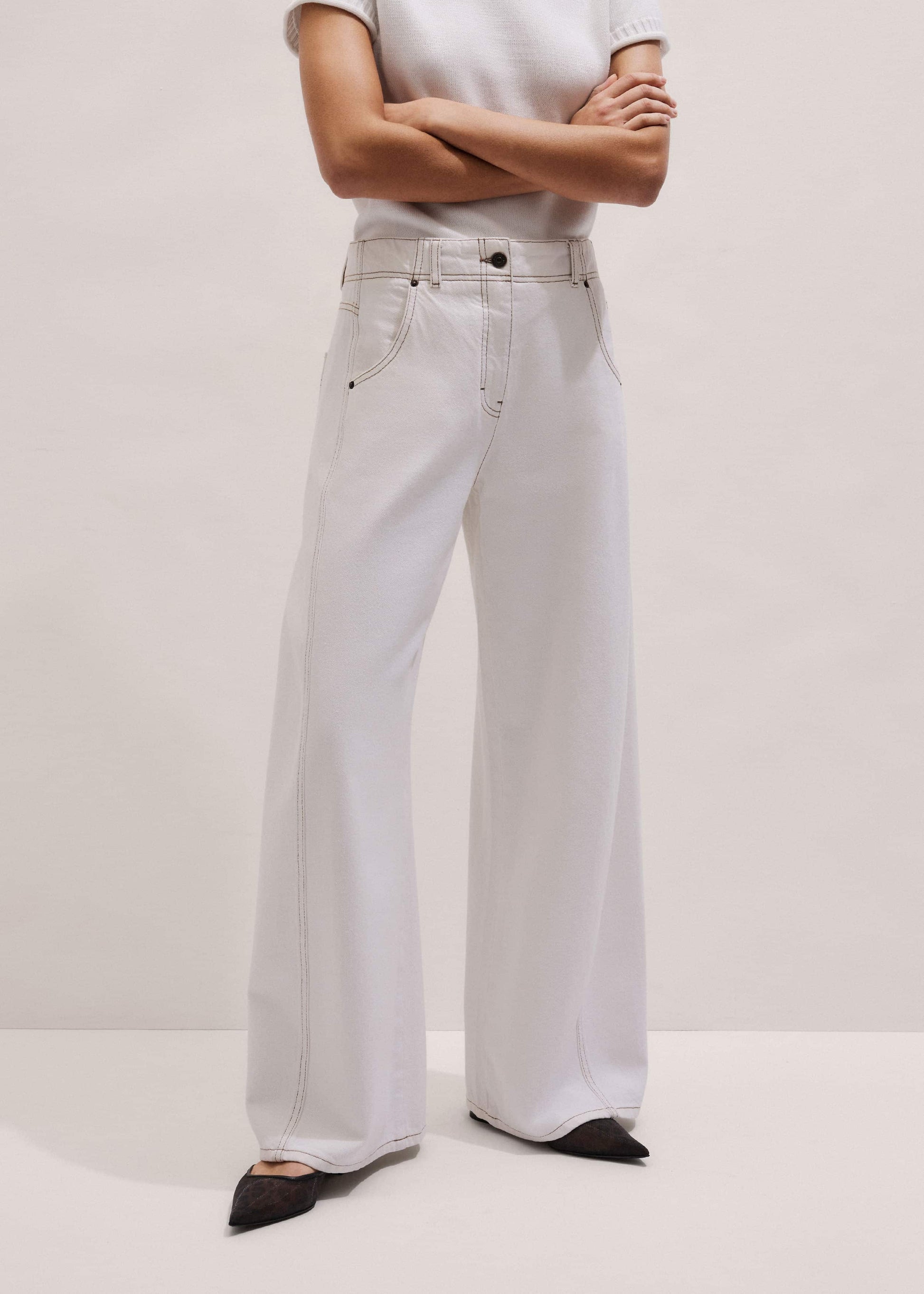 ME and EM Clothing White Relaxed Engineered Jean
