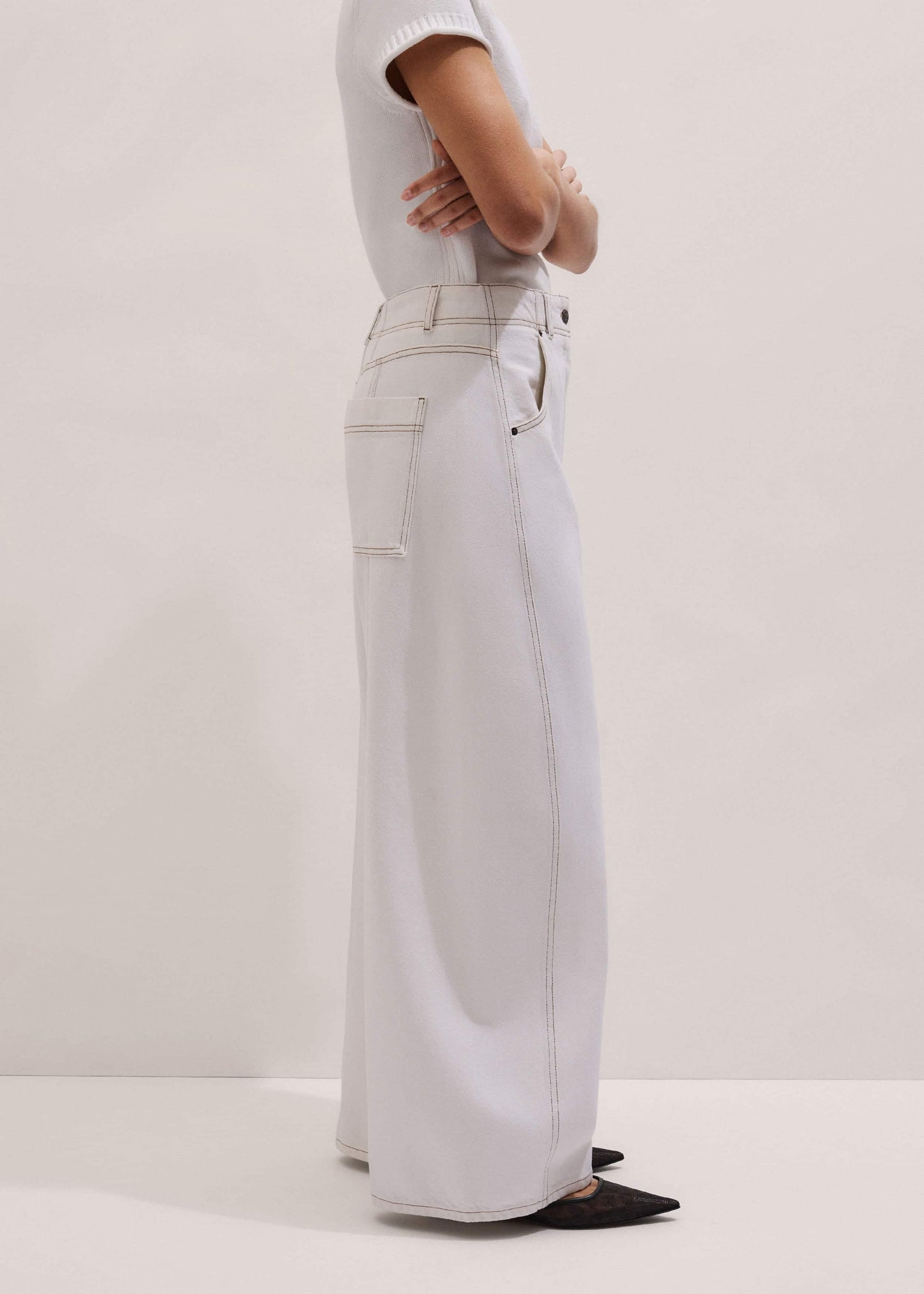 ME and EM Clothing White Relaxed Engineered Jean