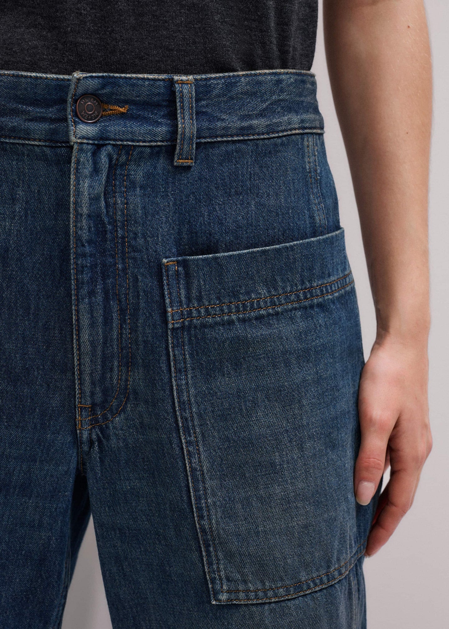 ME and EM Clothing Blue Patch Pocket Baggy Jean